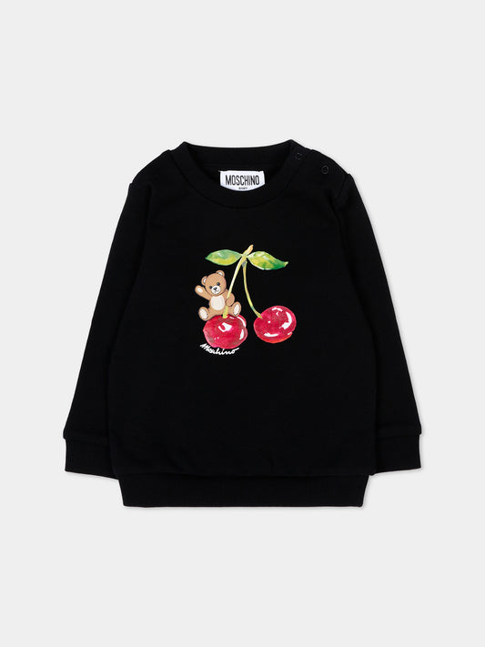 Felpa nera per neonata con Teddy Bear,Moschino Kids,MGF02K LCA52 60100