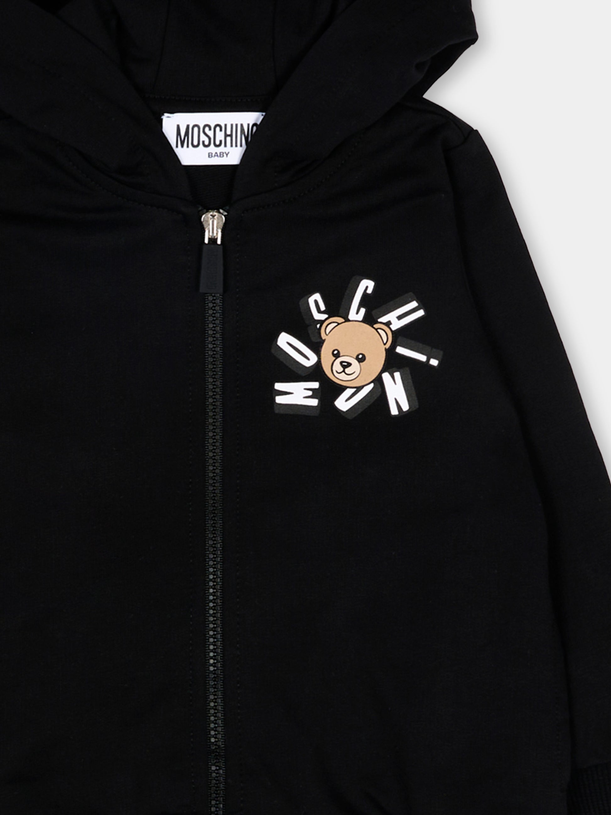 Completo sportivo nero per neonati con Teddy Bear,Moschino Kids,MMK05D LCA19 60100