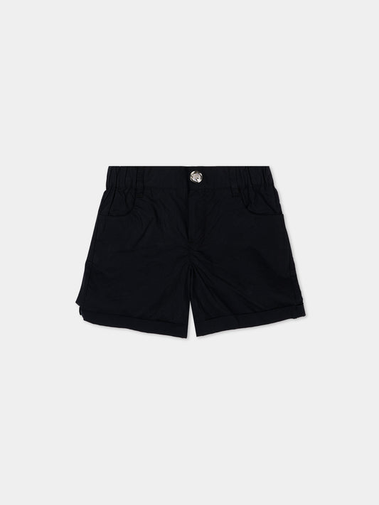 Shorts neri per neonati con logo,Moschino Kids,MNQ00R LLA10 60100