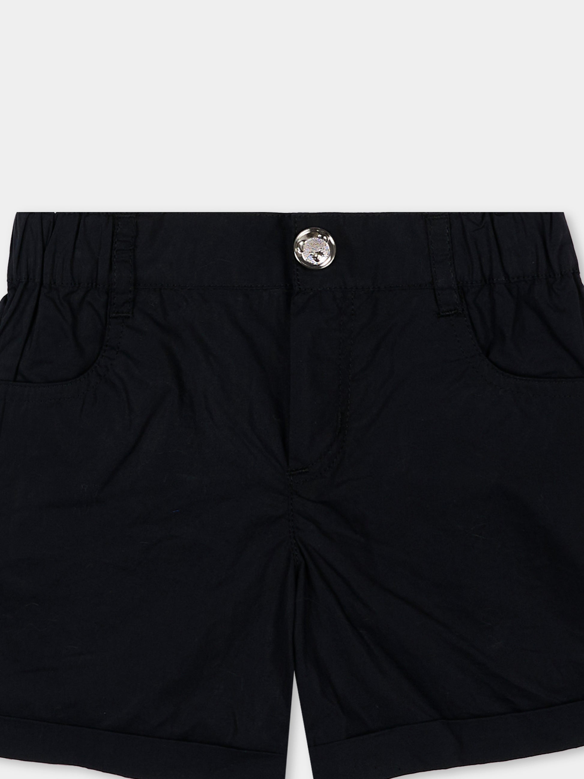 Shorts neri per neonati con logo,Moschino Kids,MNQ00R LLA10 60100