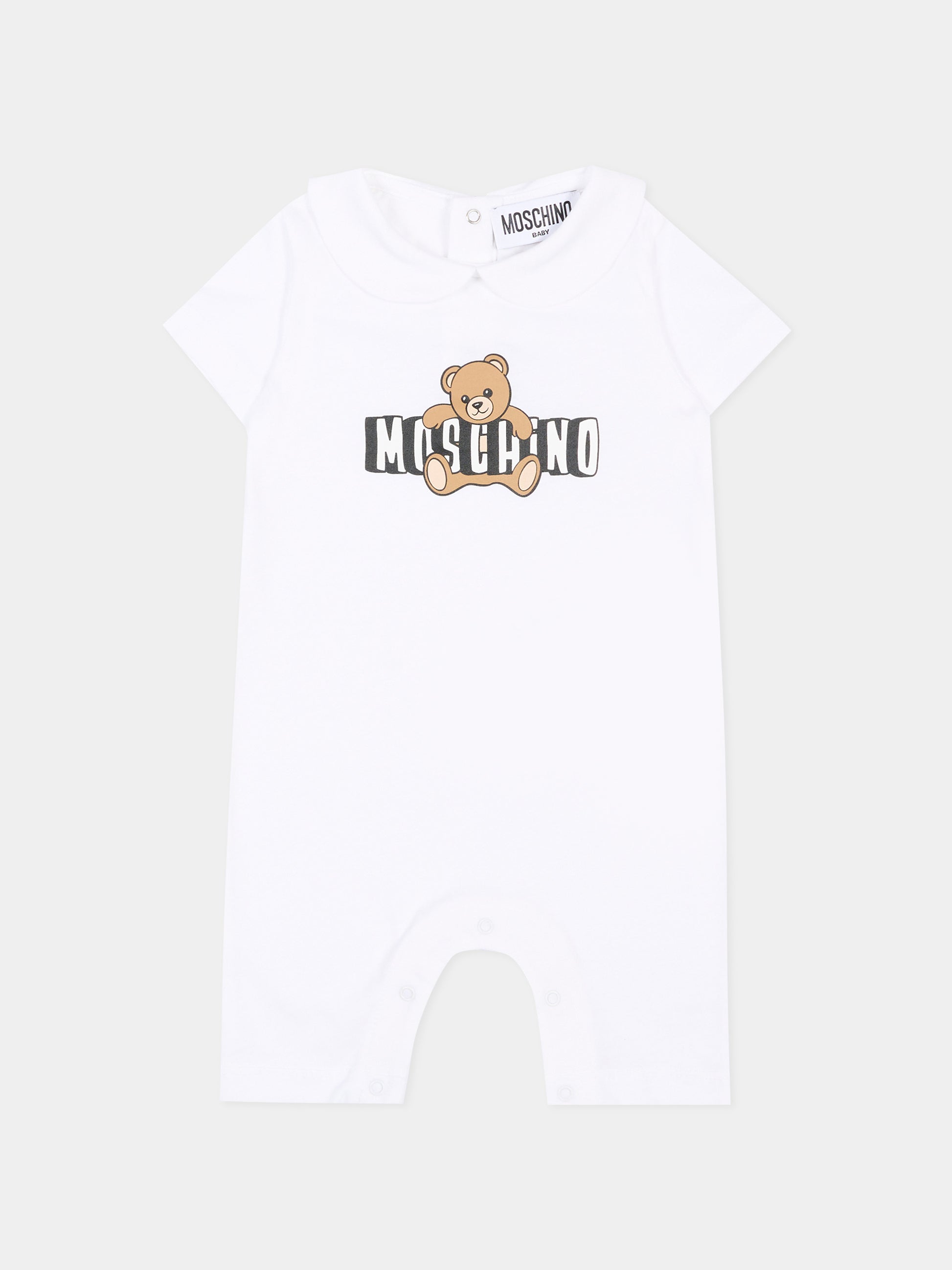 Tutina bianca Moschino per neonati logo,Moschino Kids,MNY03Y LAA03 10101