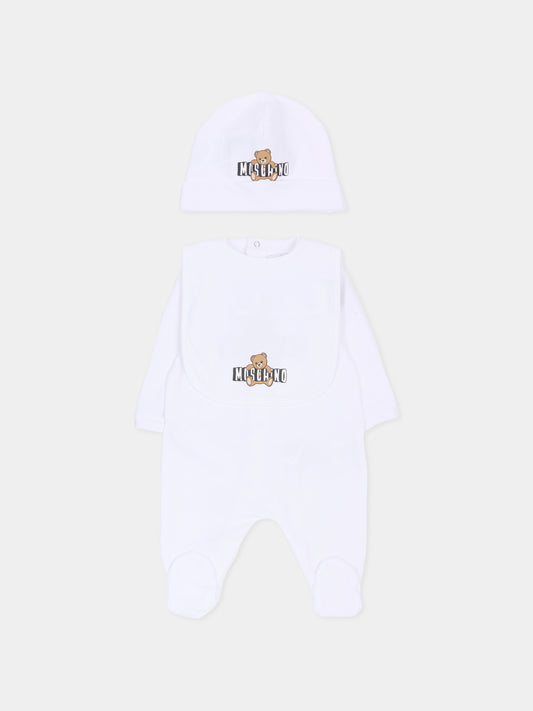 Set tutine bianco per neonati con Teddy Bear,Moschino Kids,MOY03I LCA19 10101