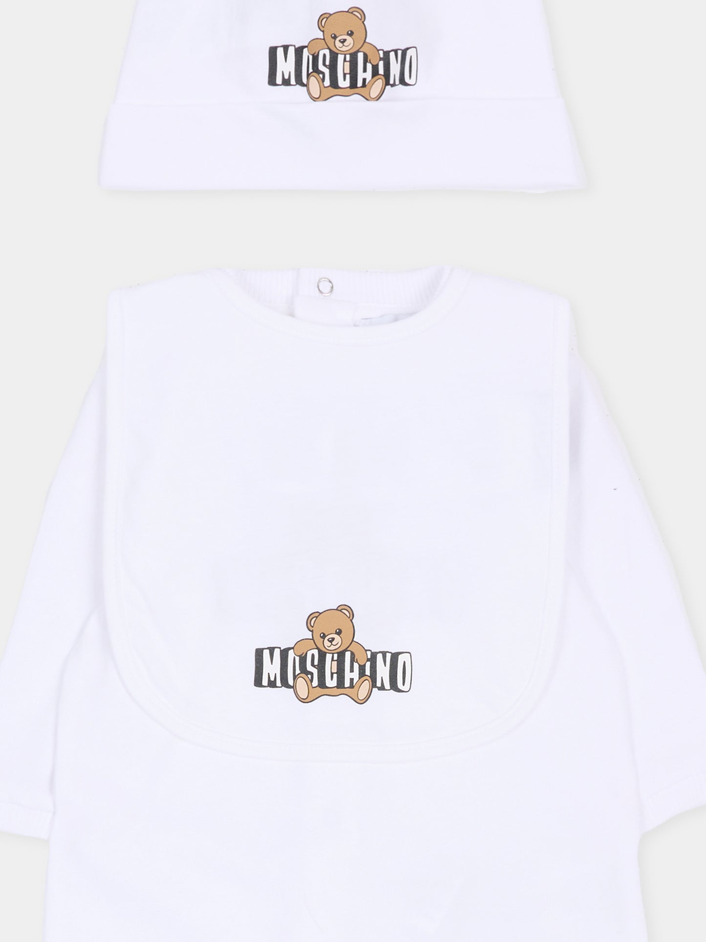 Set tutine bianco per neonati con Teddy Bear,Moschino Kids,MOY03I LCA19 10101