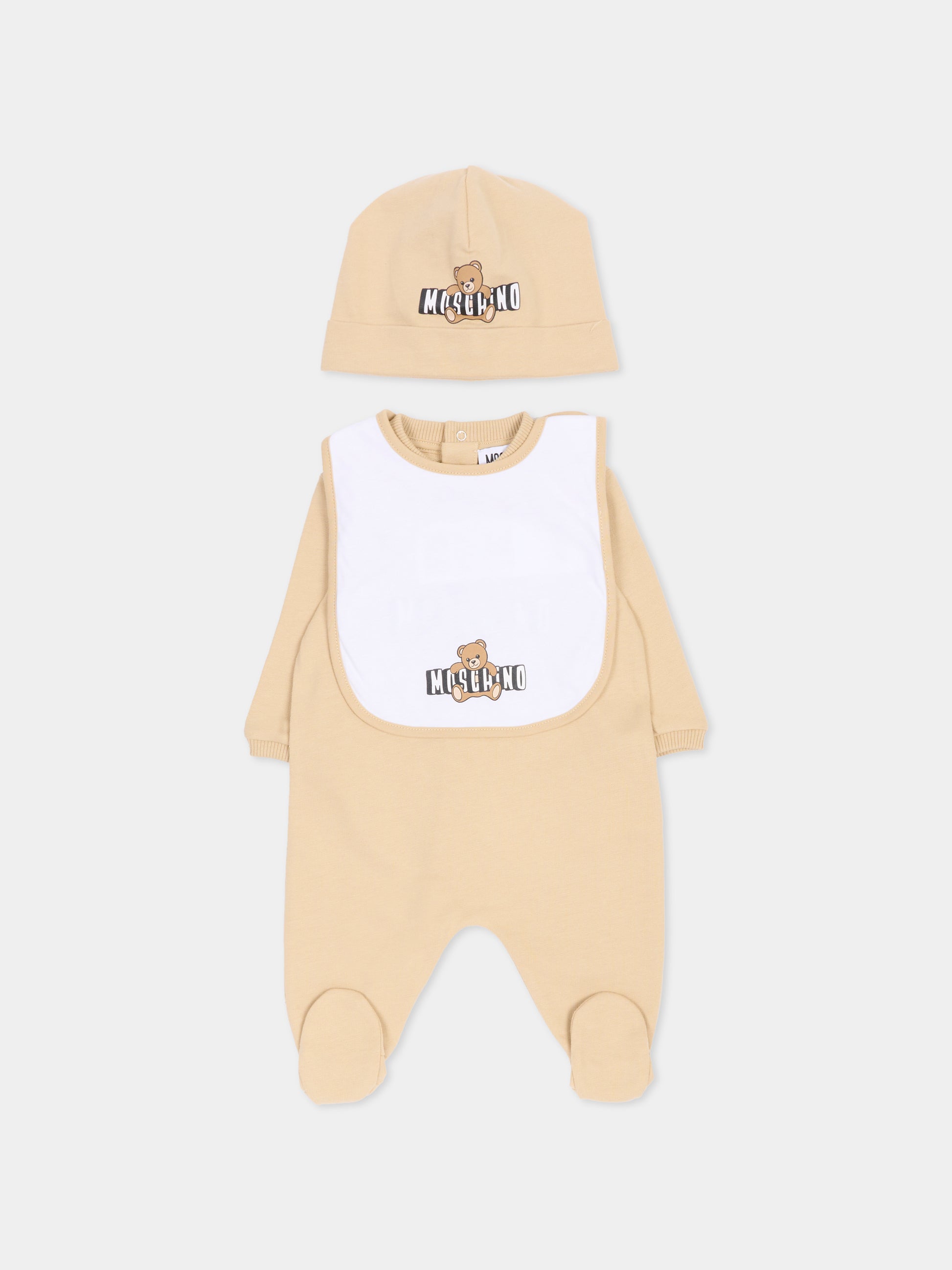 Set tutine beige per neonati con Teddy Bear,Moschino Kids,MOY03I LCA19 20829