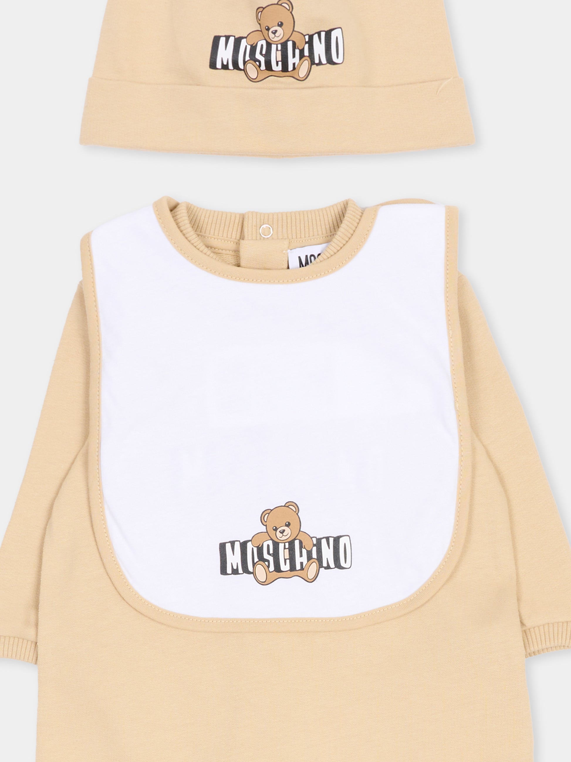 Set tutine beige per neonati con Teddy Bear,Moschino Kids,MOY03I LCA19 20829