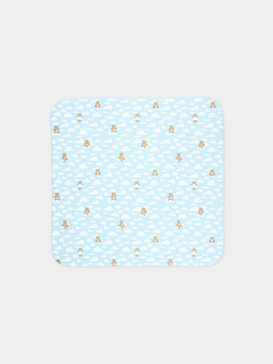 Coperta celeste per neonato con Teddy Bear,Moschino Kids,MRB00F LCA19 83679
