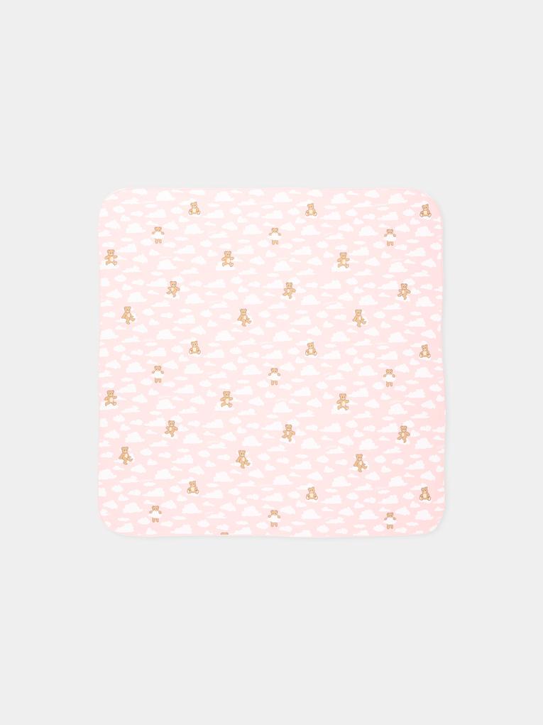 Coperta rosa per neonata con Teddy Bear,Moschino Kids,MRB00F LCA19 83696