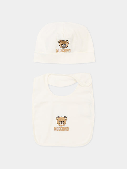 Set accessori avorio con teddy bear per neonati,Moschino Kids,MRY03E LAA23 10063