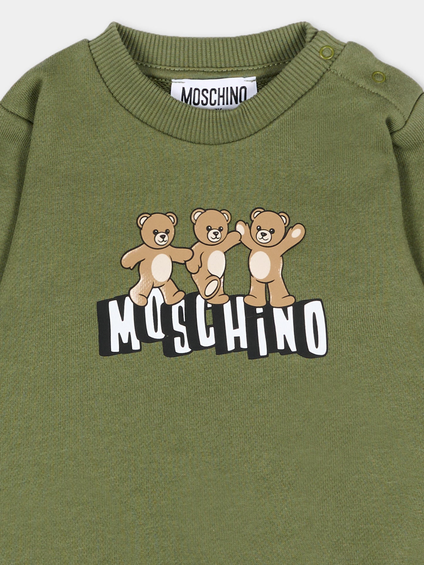 Felpa verde per neonato con Teddy Bear,Moschino Kids,MTF060 LCA89 30037