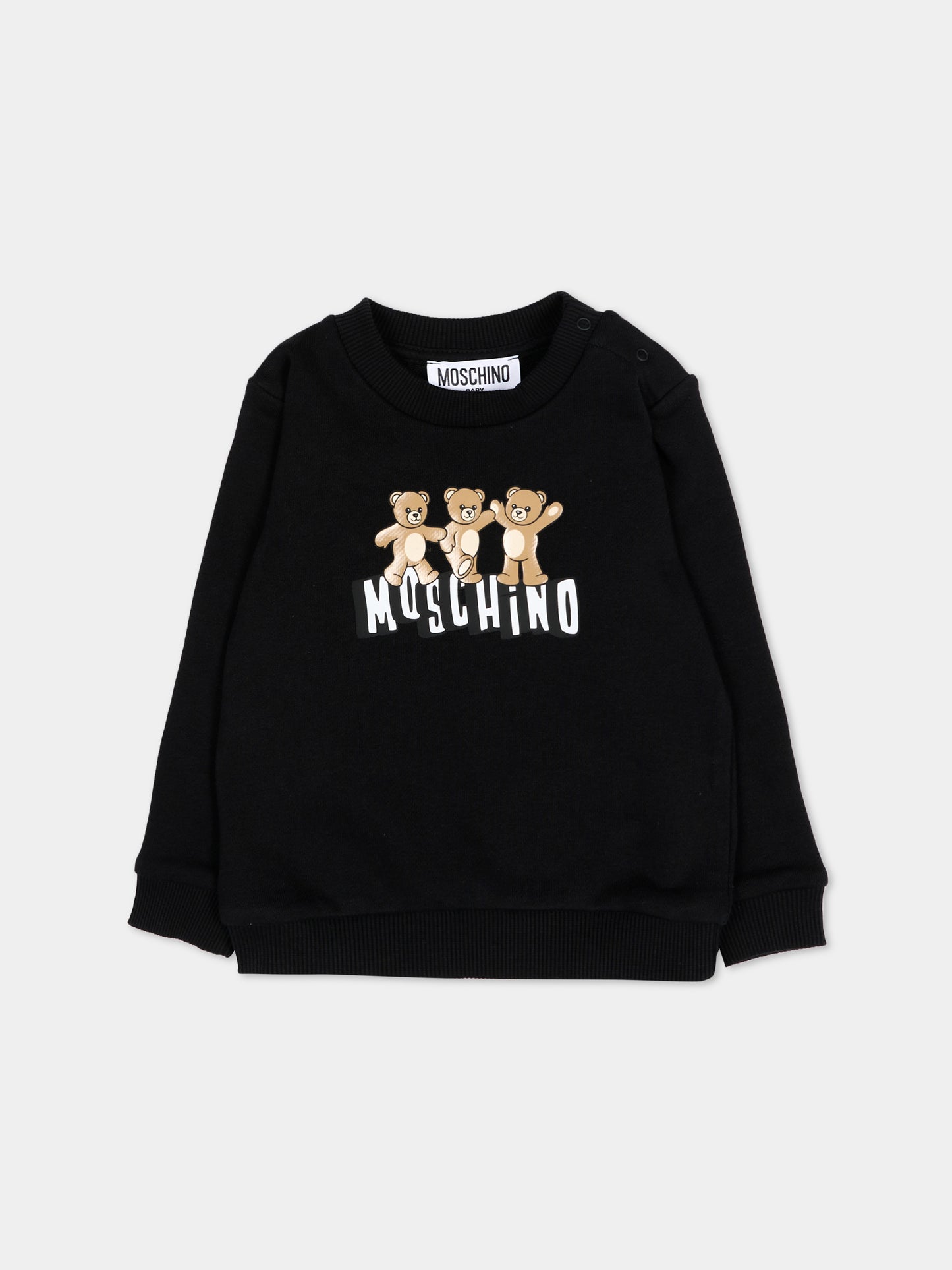 Felpa nera per neonati con Teddy Bear,Moschino Kids,MTF060 LCA89 60100