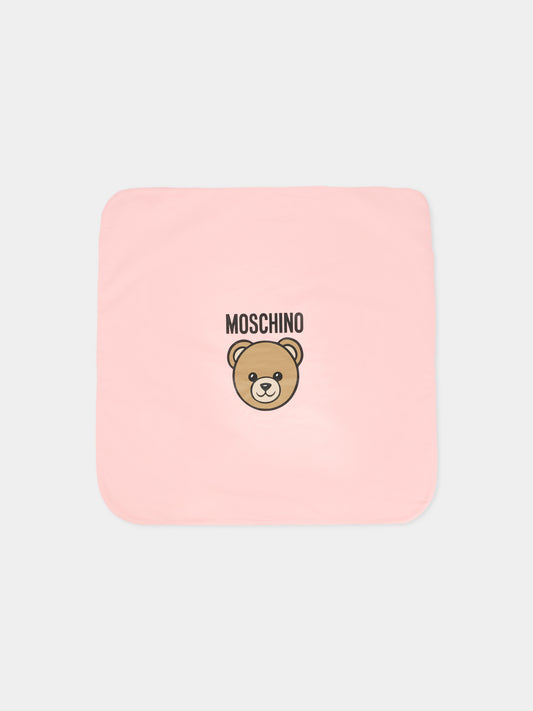 Coperta rosa per neonata con Teddy Bear,Moschino Kids,MUB00M LCA19 50209