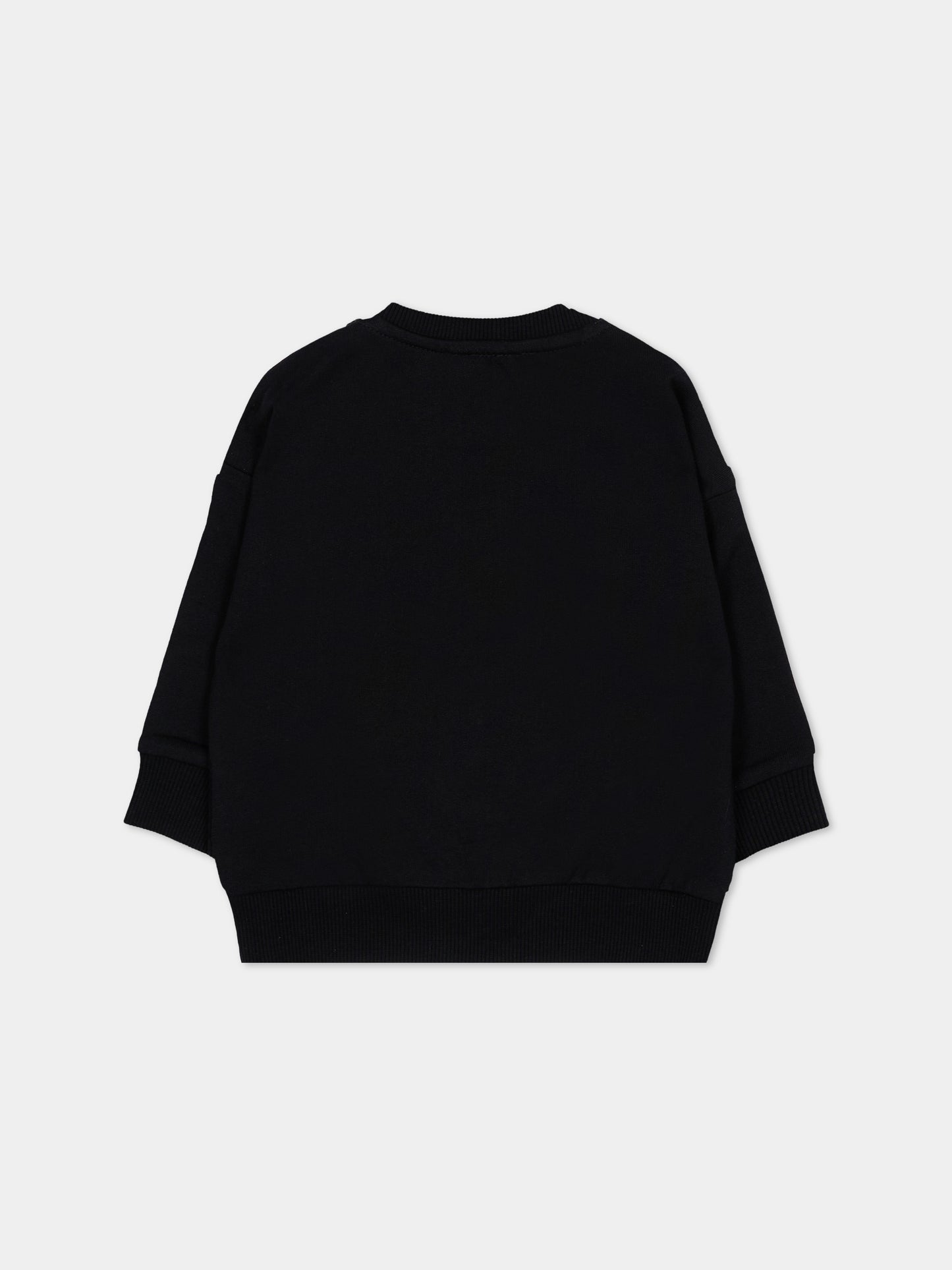 Felpa nero per neonati con logo,Moschino Kids,MUF06C LCA52 60100