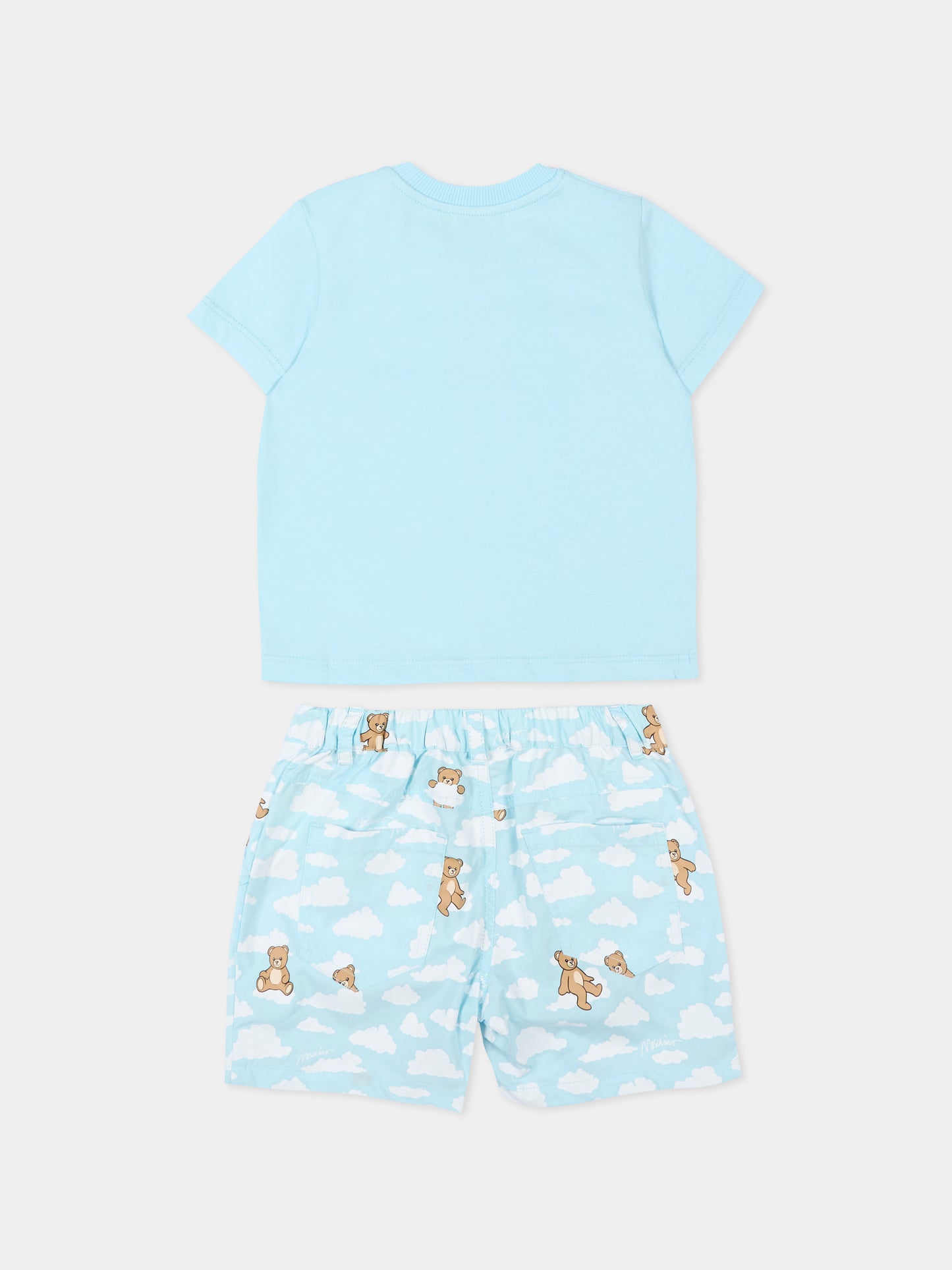 Completo sportivo celeste per neonato con Teddy Bear,Moschino Kids,MUG01Q LLB61 83679