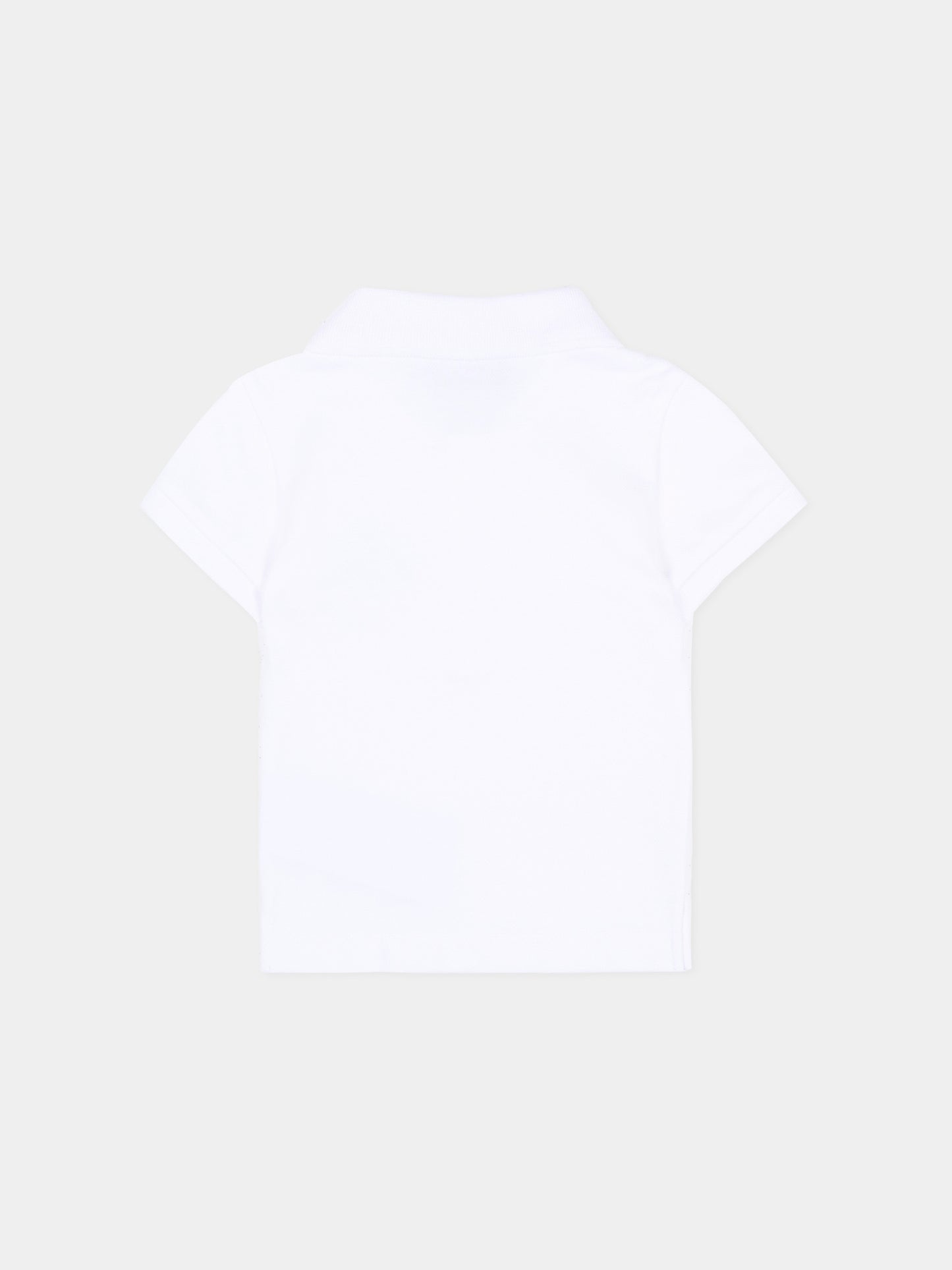 Polo bianca per neonato con logo e Teddy Bear,Moschino Kids,MUM04J LFA09 10101