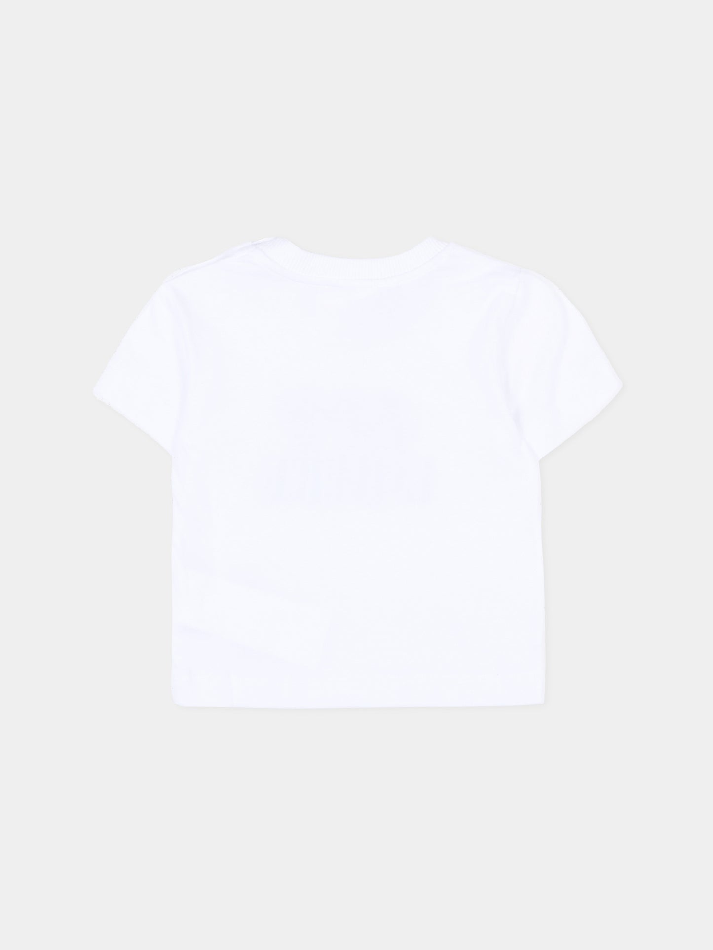 T-Shirt bianca per neonati con logo e Teddy Bear,Moschino Kids,MUM04K LAA17 10101