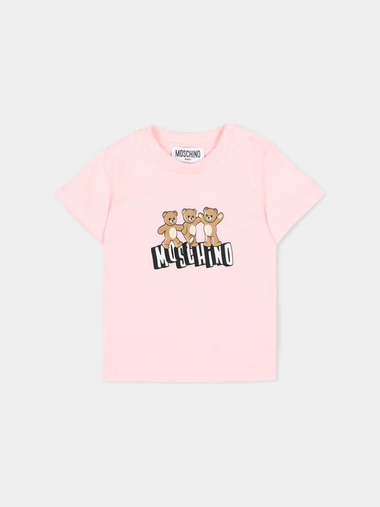 T-Shirt rosa per neonata con Teddy Bear,Moschino Kids,MUM04K LAA17 50209