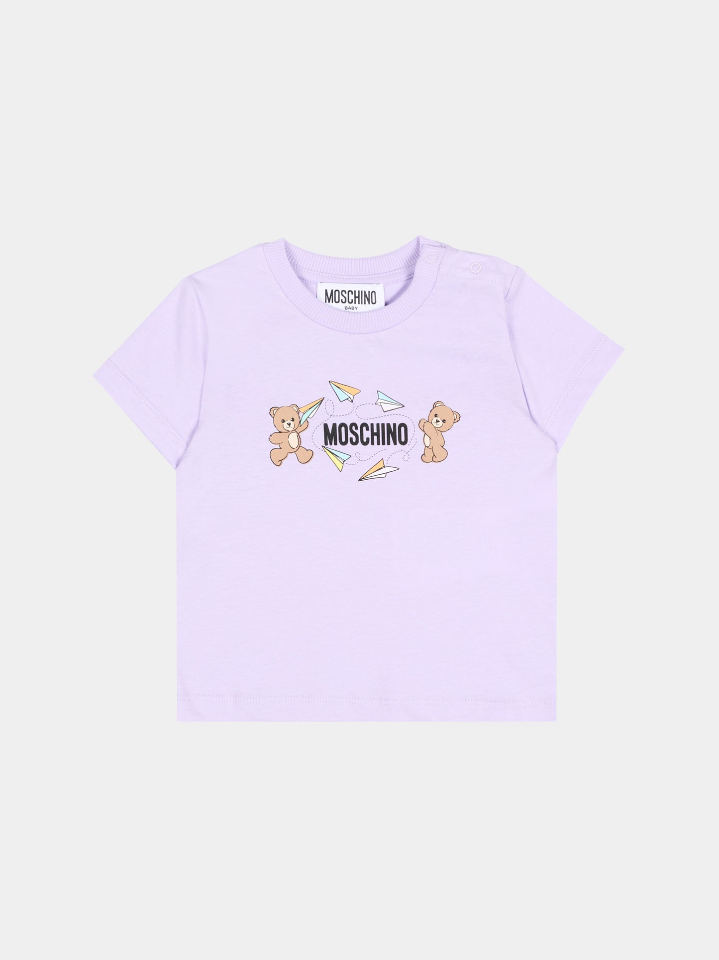 T-Shirt lilla per neonata con Teddy Bear,Moschino Kids,MUM04M LAA01 51683