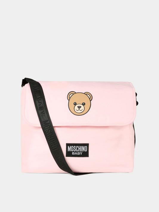 Borsa mamma rosa per neonata con Teddy Bear e logo,Moschino Kids,MUX05V LCA19 50209