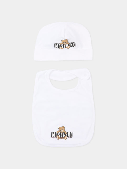 Set accessori bianco per neonati logo teddy,Moschino Kids,MUY095 LCA19 10101