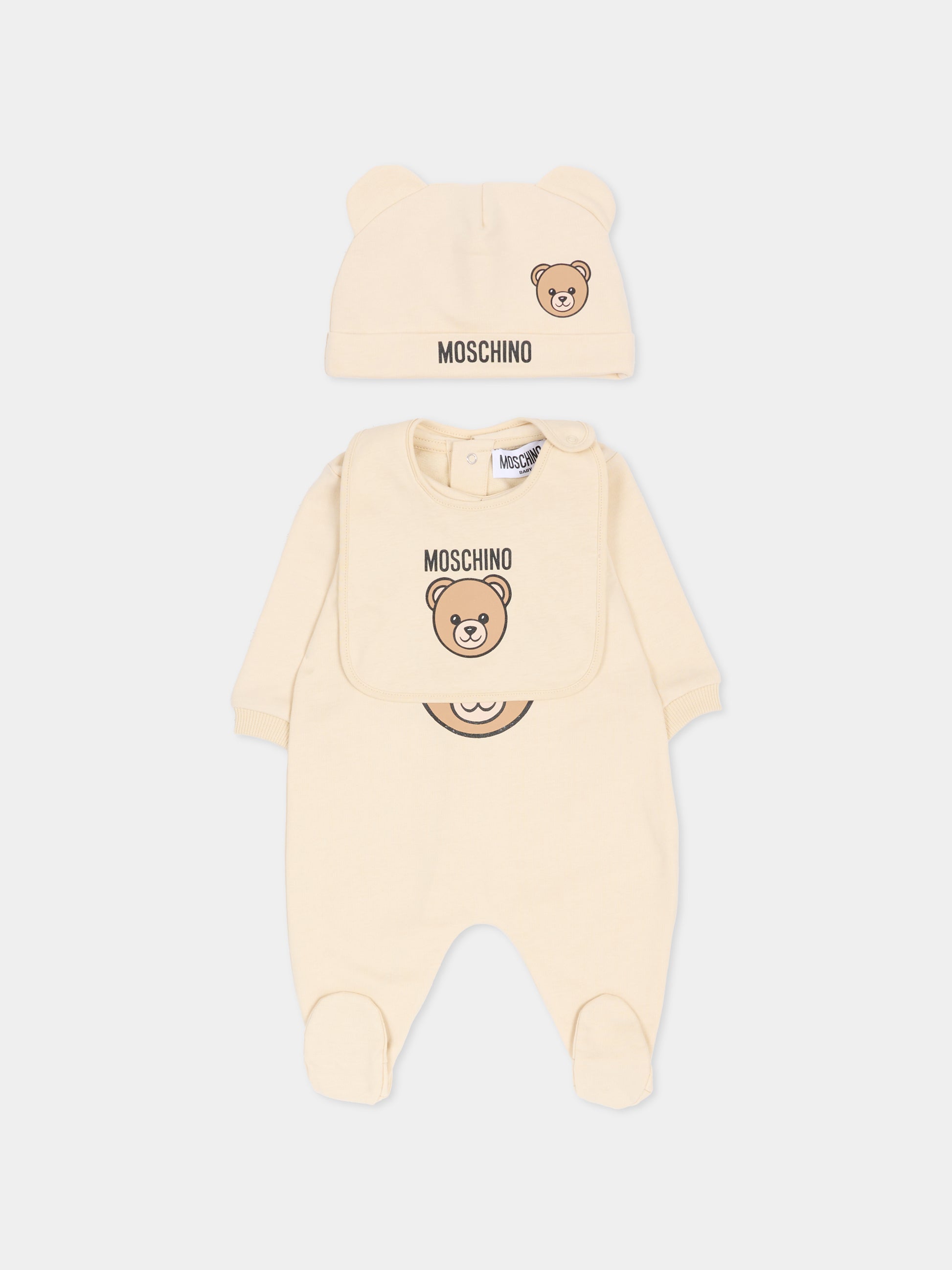 Set tutine beige per neonati con Teddy Bear,Moschino Kids,MUY097 LCA19 20404