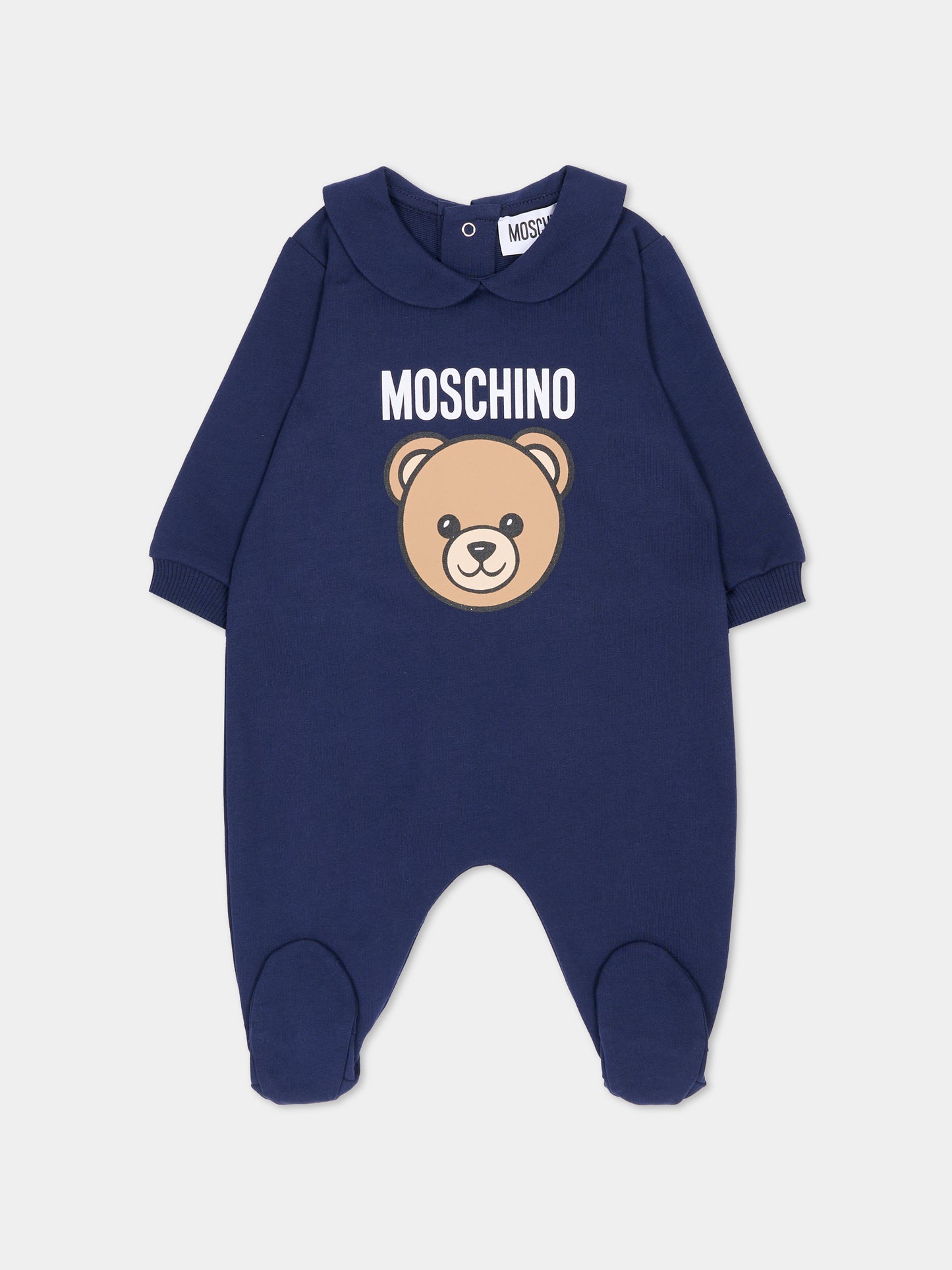 Set tutine blu per neonati con Teddy Bear,Moschino Kids,MUY097 LCA19 40016