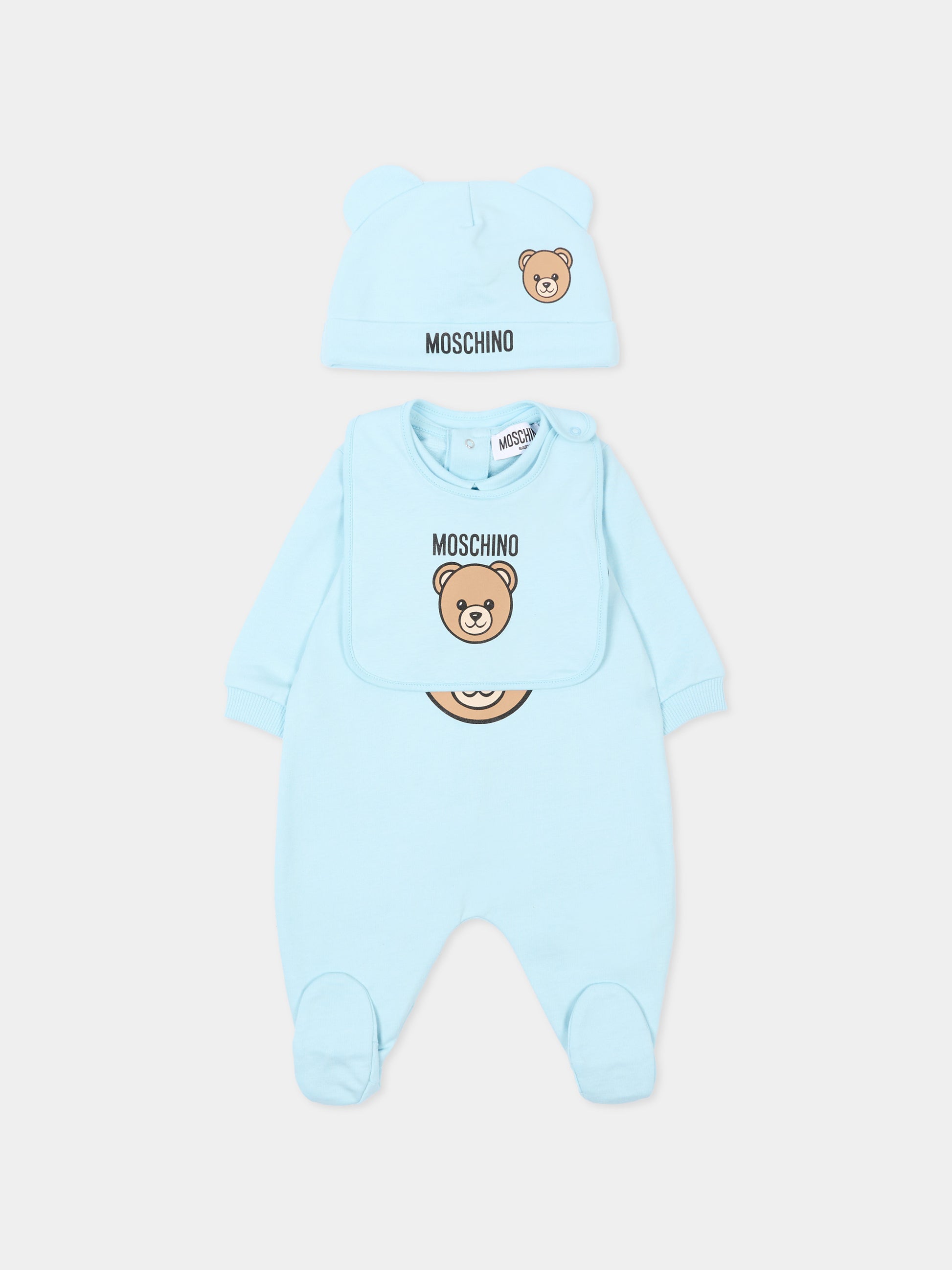 Set tutine celeste per neonato con Teddy Bear,Moschino Kids,MUY097 LCA19 40304