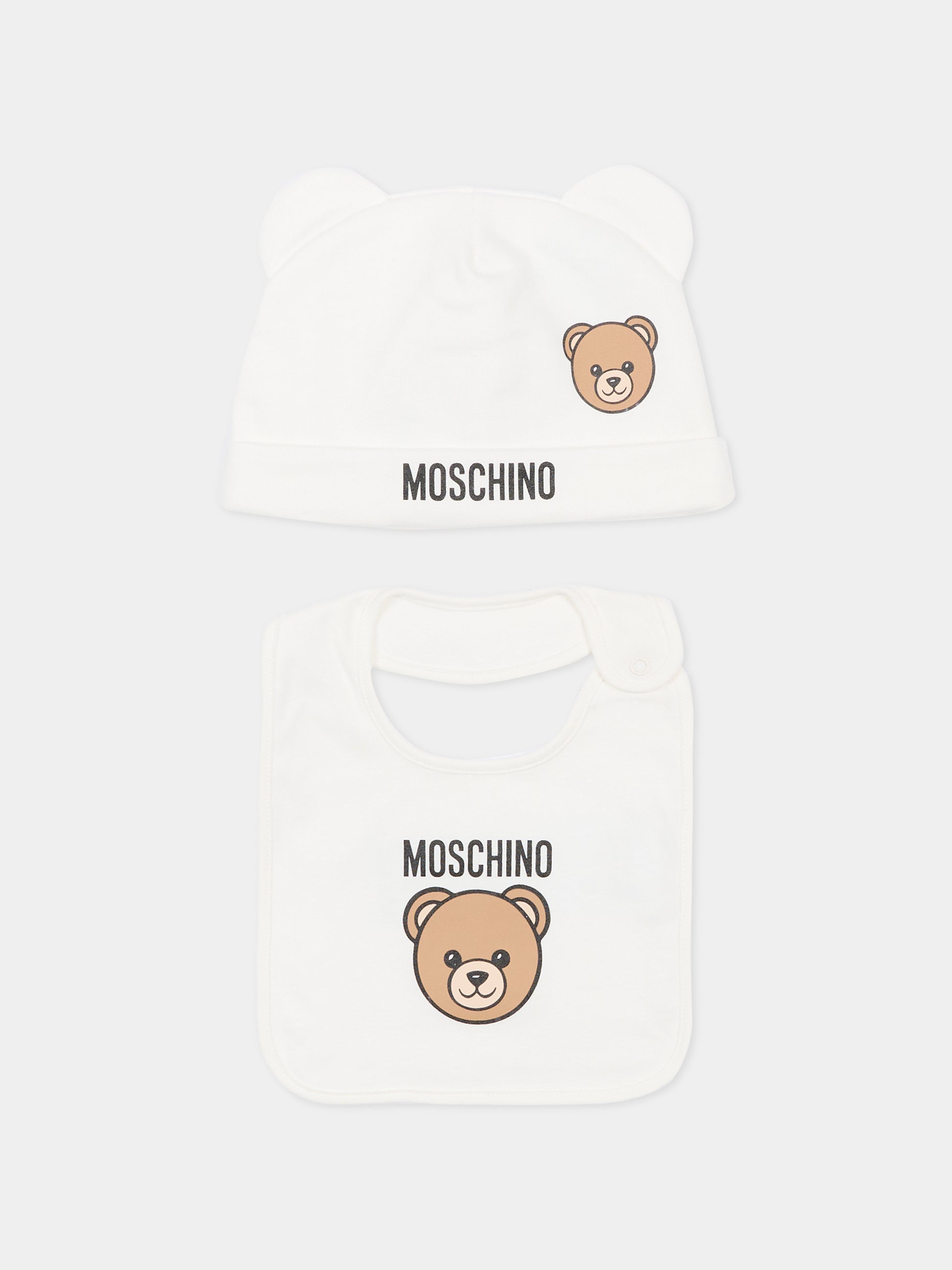 Set accessori avorio per neonati con Teddy Bear,Moschino Kids,MUY099 LCA19 10063