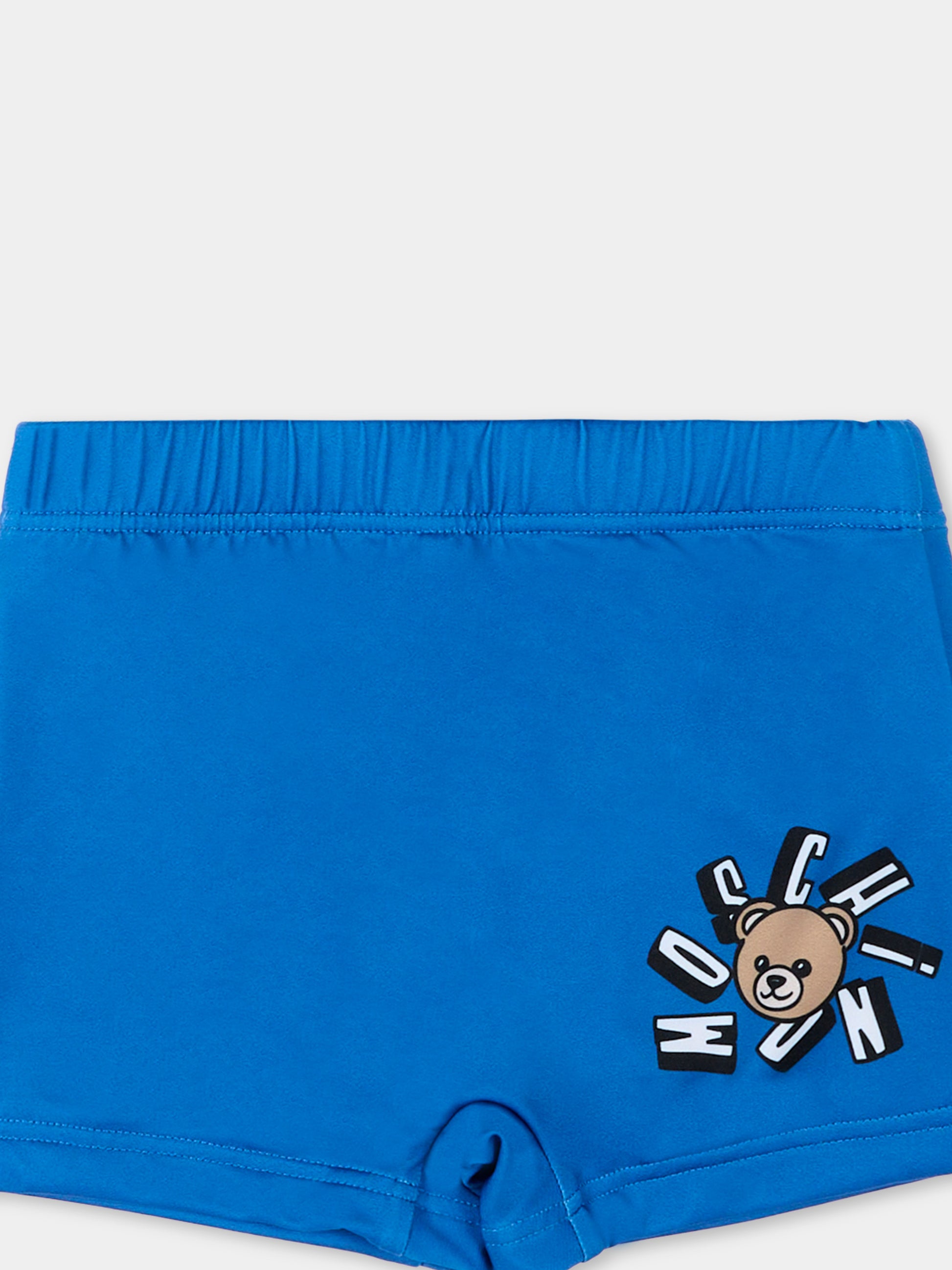 Boxer mare azzurro per neonato con teddy bear,Moschino Kids,MXL006 LKA11 40630