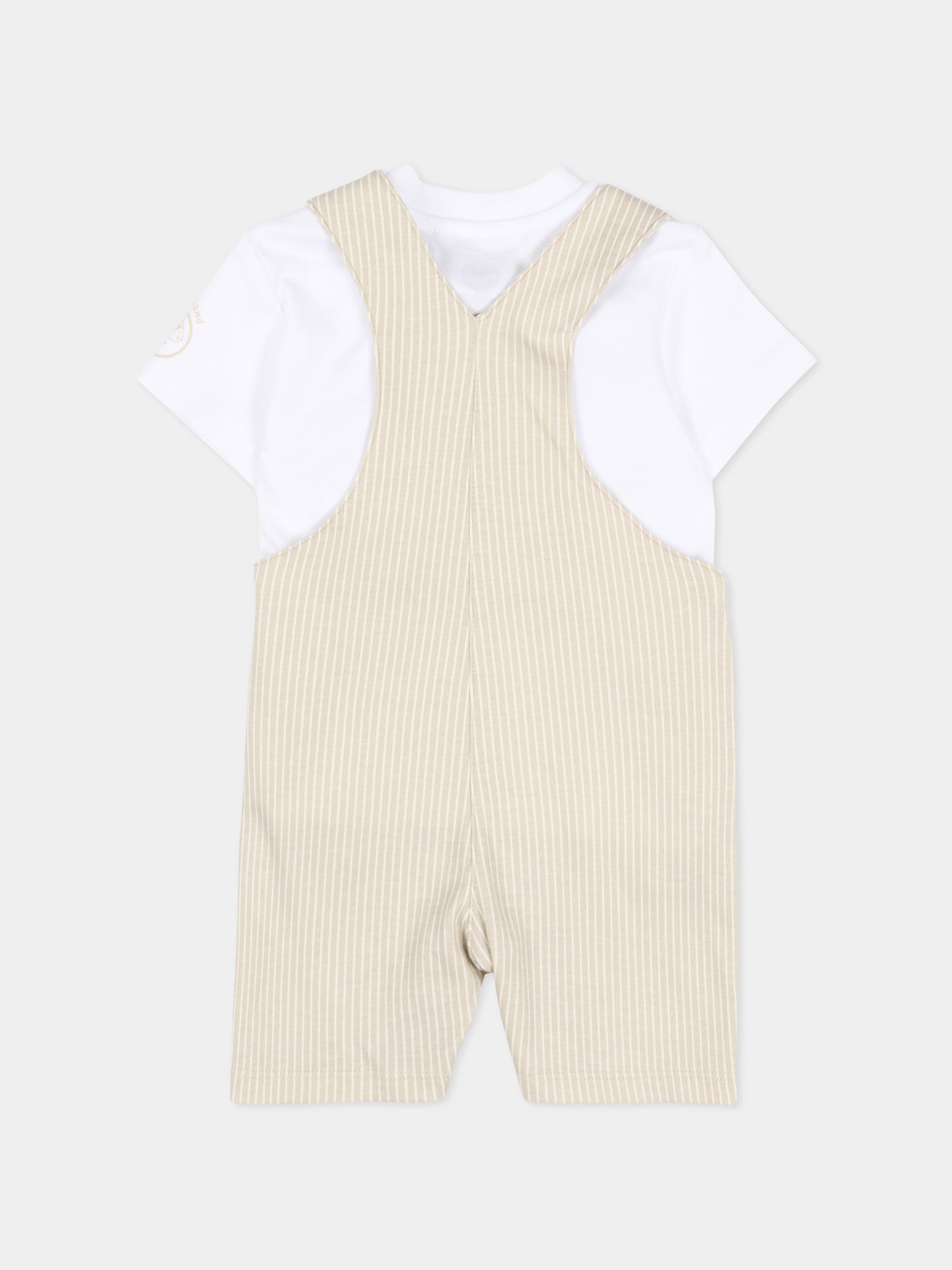 Salopette beige per neonato a righe,Timberland,T60883 N52