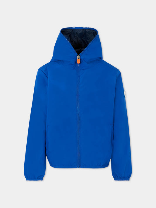 Giacca a vento blu Nolen per bambini con logo,Save The Duck Kids,J30571X WIND20 90049