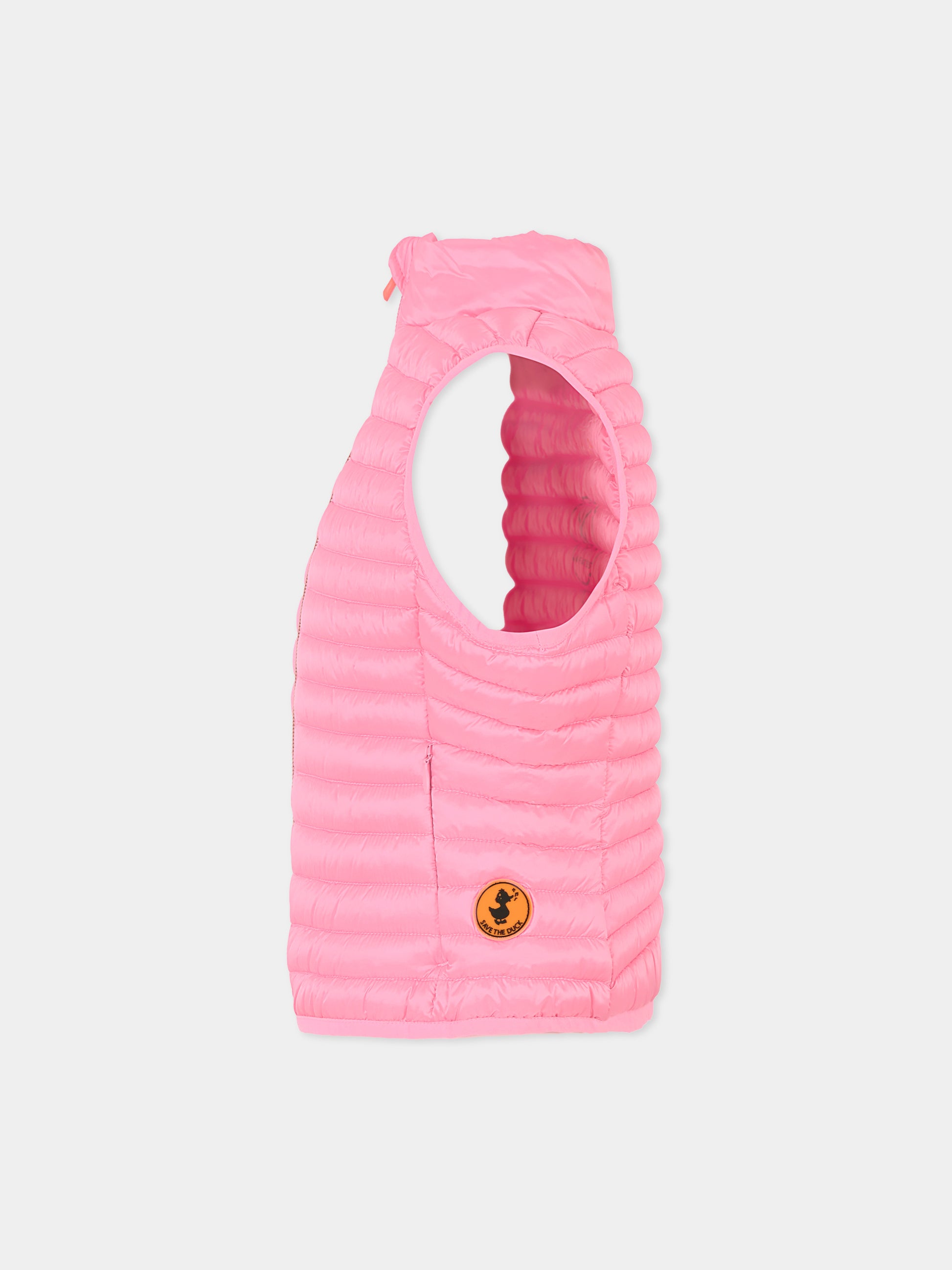 Gilet Ava rosa per bambina con logo,Save The Duck Kids,J85310G IRIS20 80018