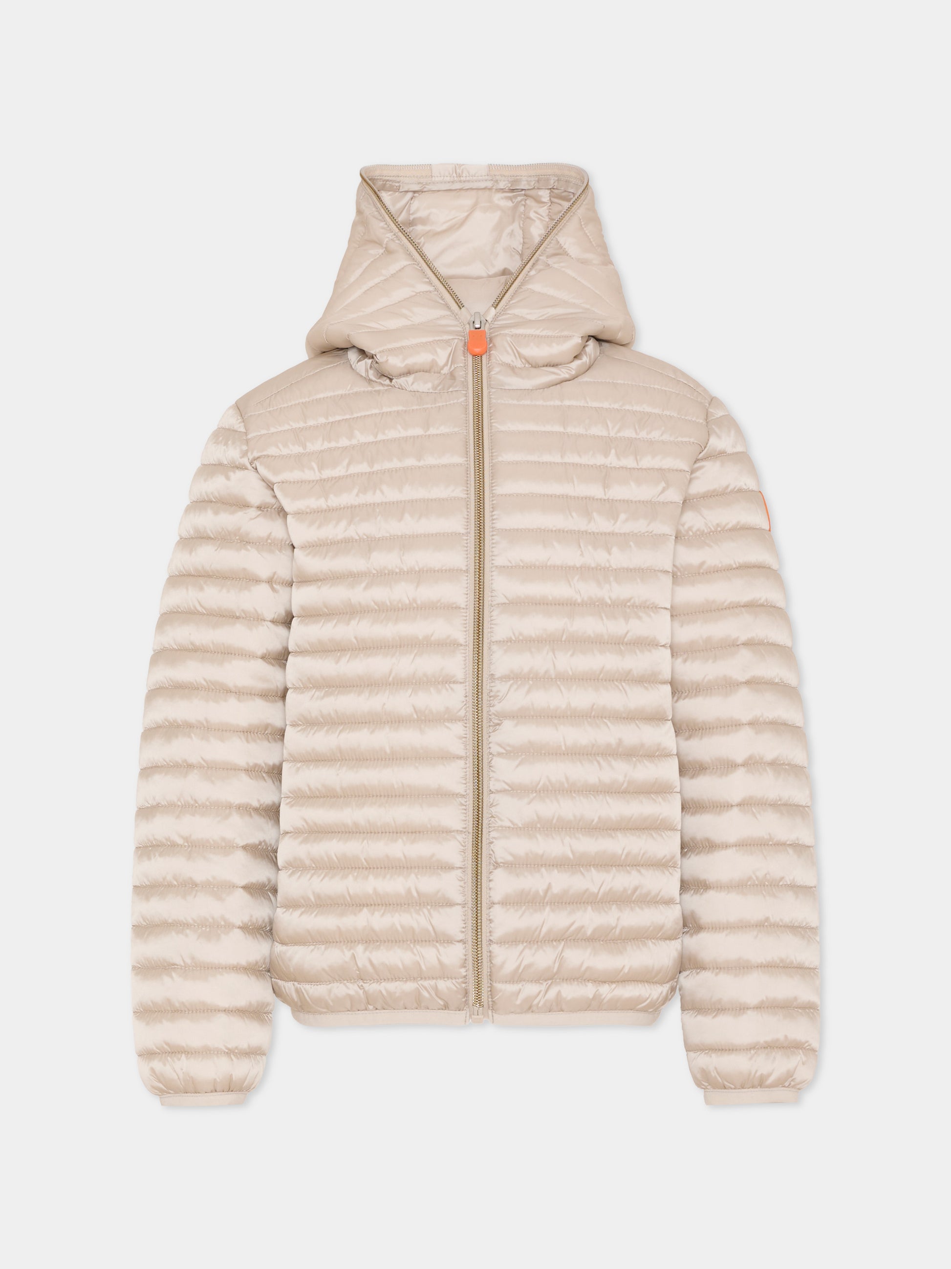 Piumino Iris beige per bambina con logo,Save The Duck Kids,J32310G IRIS22 40003