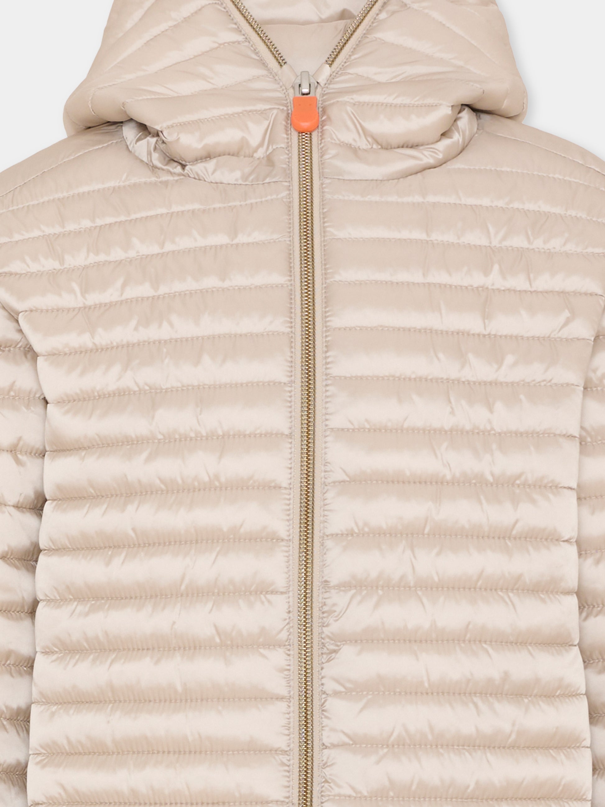 Piumino Iris beige per bambina con logo,Save The Duck Kids,J32310G IRIS22 40003