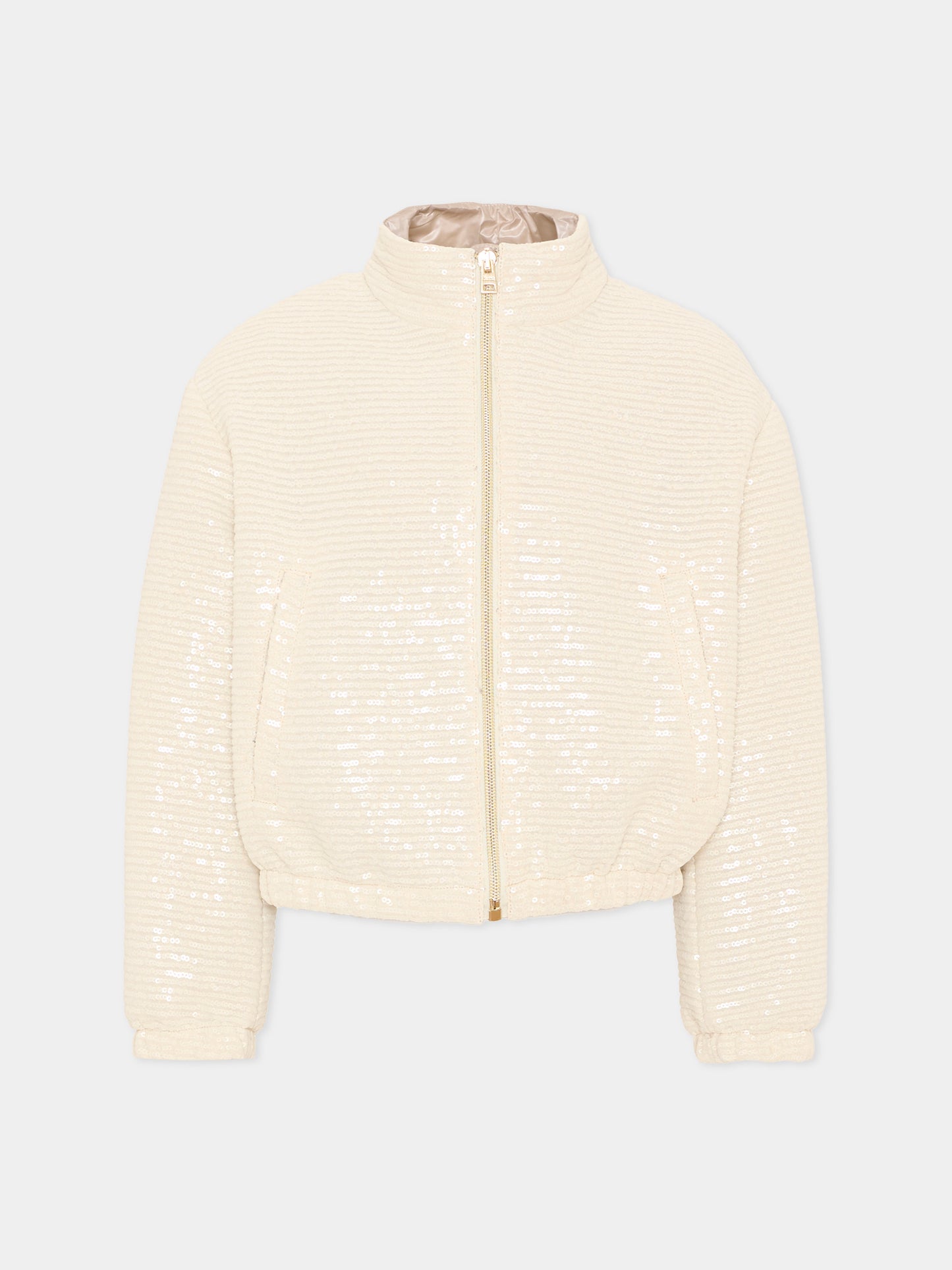 Bomber avorio per bambina con paillettes,Herno Kids,GI000095G 12862S 1200
