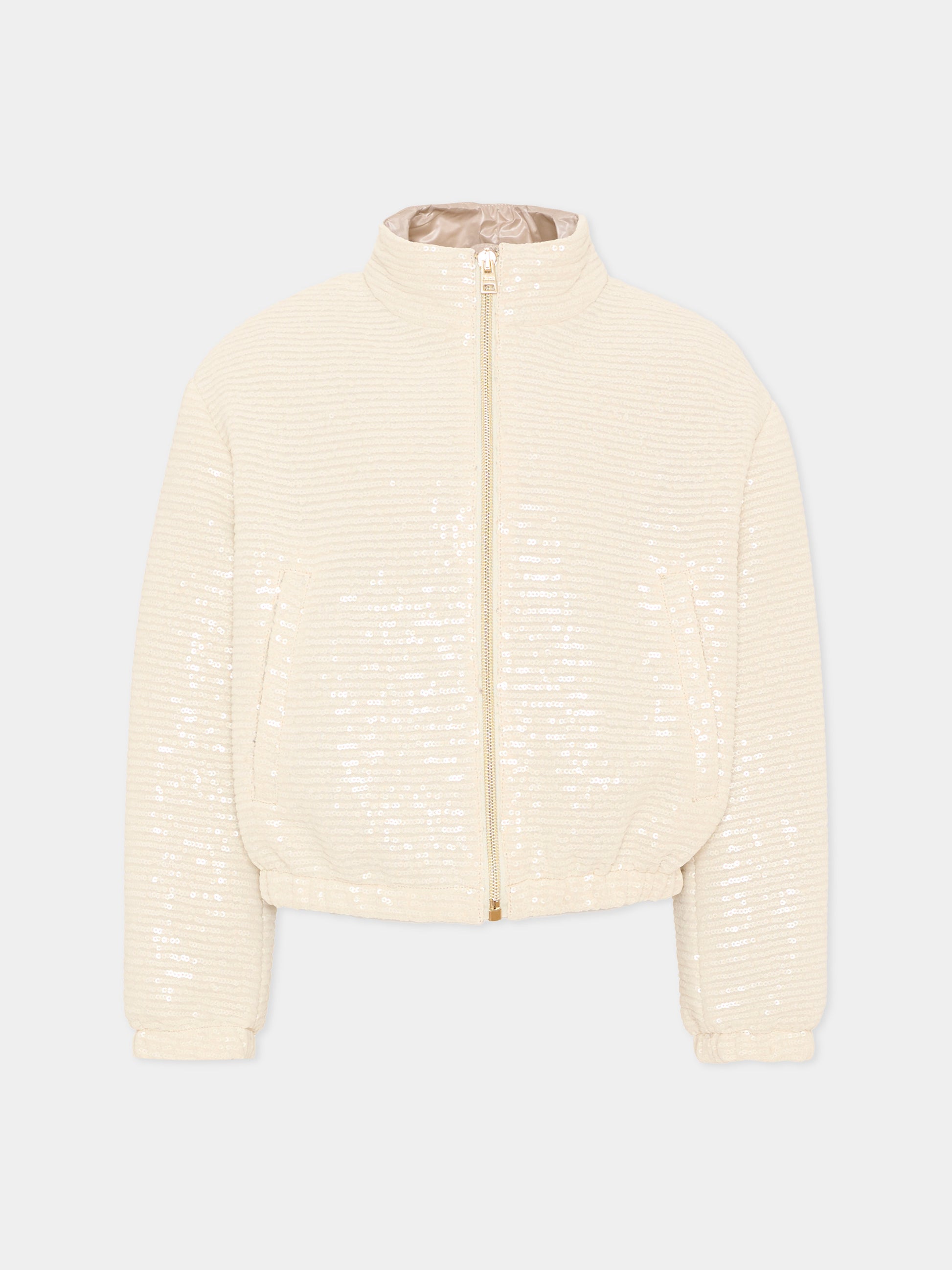 Bomber avorio per bambina con paillettes,Herno Kids,GI000095G 12862S 1200