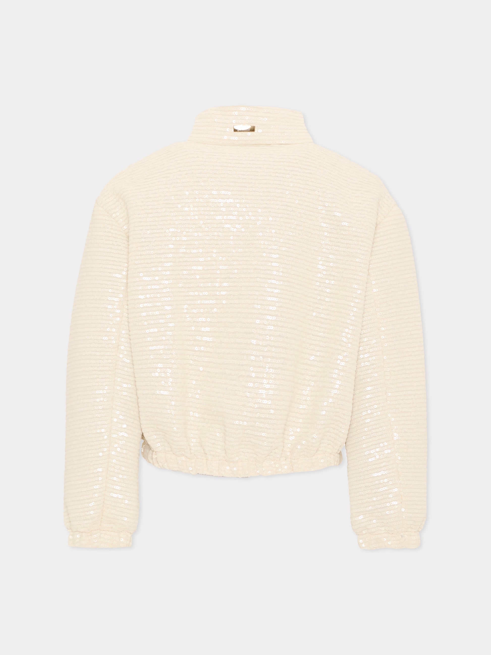 Bomber avorio per bambina con paillettes,Herno Kids,GI000095G 12862S 1200