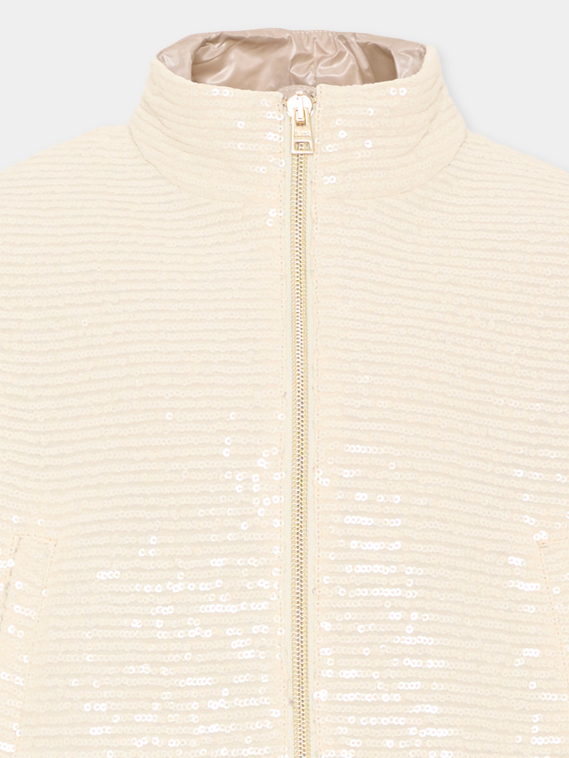 Bomber avorio per bambina con paillettes,Herno Kids,GI000095G 12862S 1200