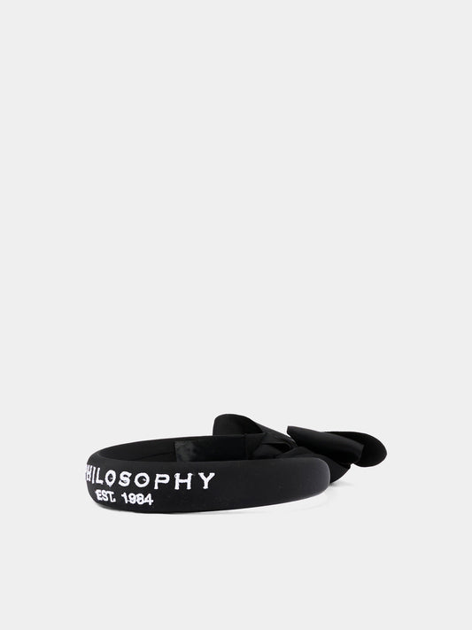 Cerchietto nero per bambina con logo,Philosophy,I9G008 - 7780 - 0050