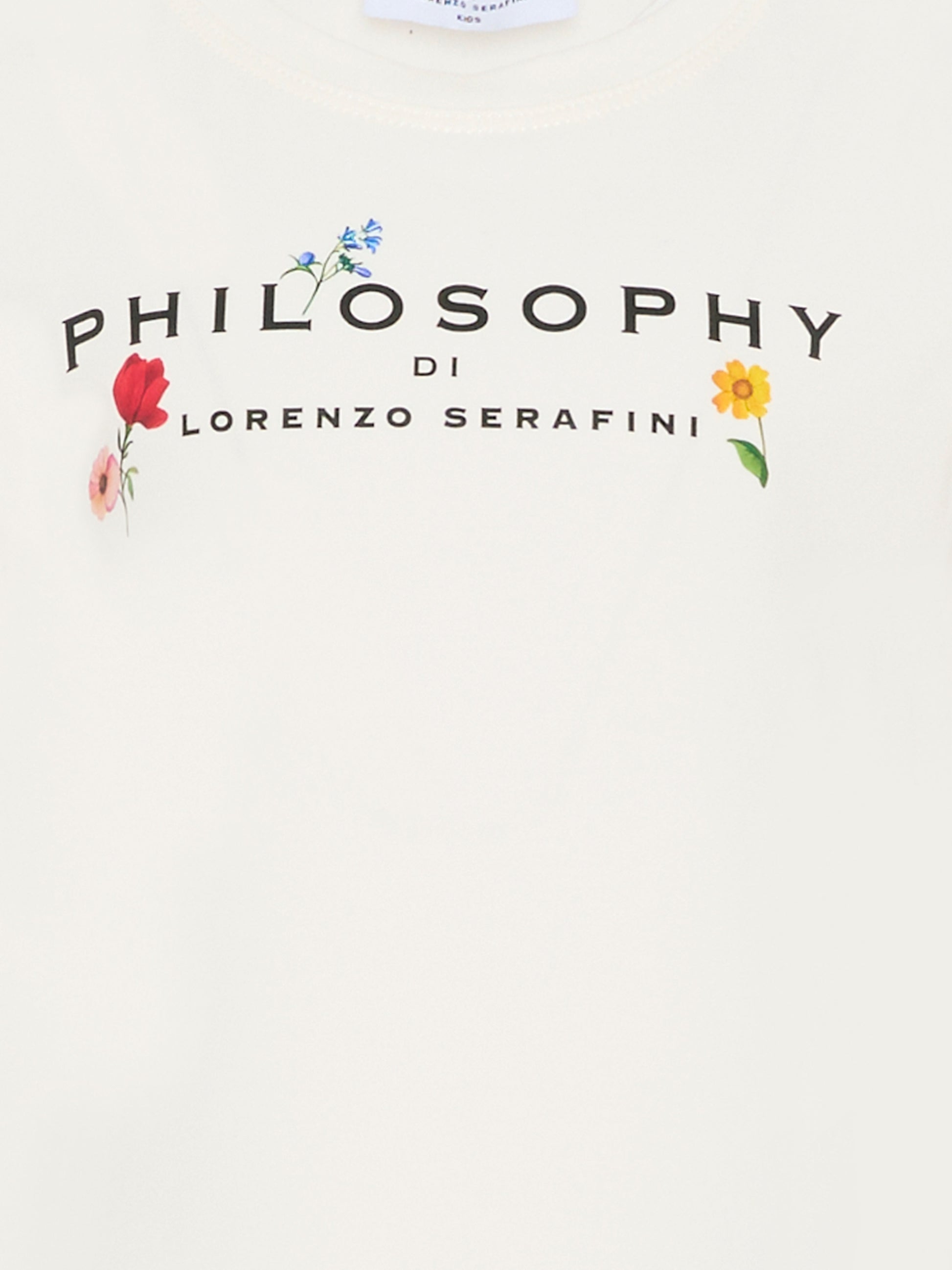 T-shirt avorio per bambina con stampa floreale,Philosophy,I1G613 - 7201 - 0001