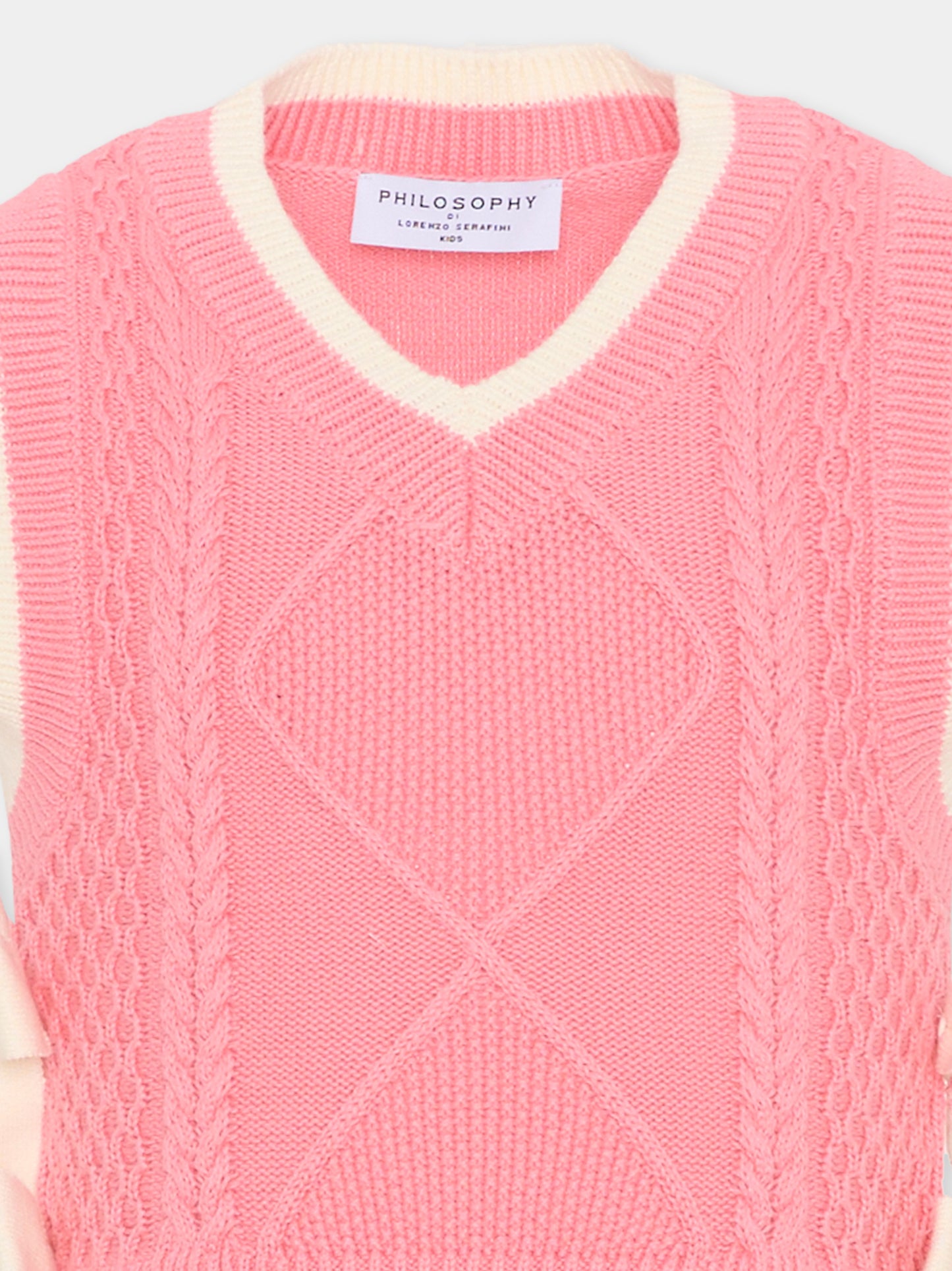 Maglia gilet rosa per bambina con fiocchi,Philosophy,I9G306 - 7034 - 0093