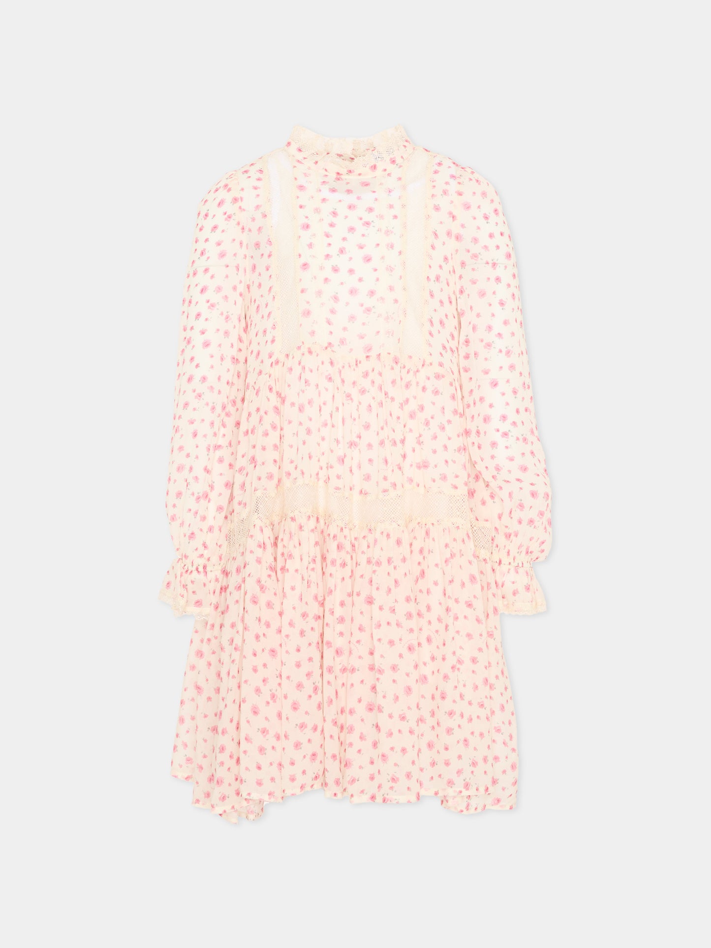 Vestito rosa floreale per bambina,Philosophy,I1G910 - 7602 - 0294