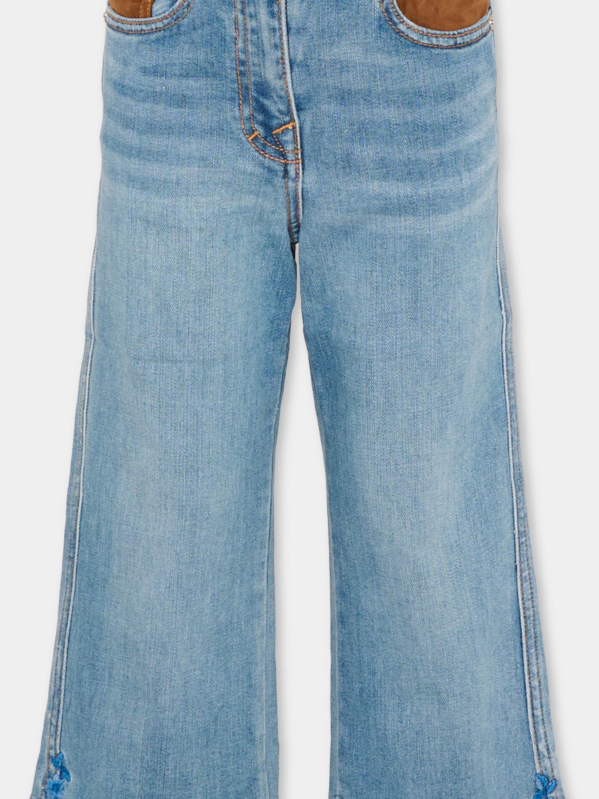 Jeans denim per bambina con ricami,Ermanno Scervino Junior,Z9G402 - 7015 - 062S
