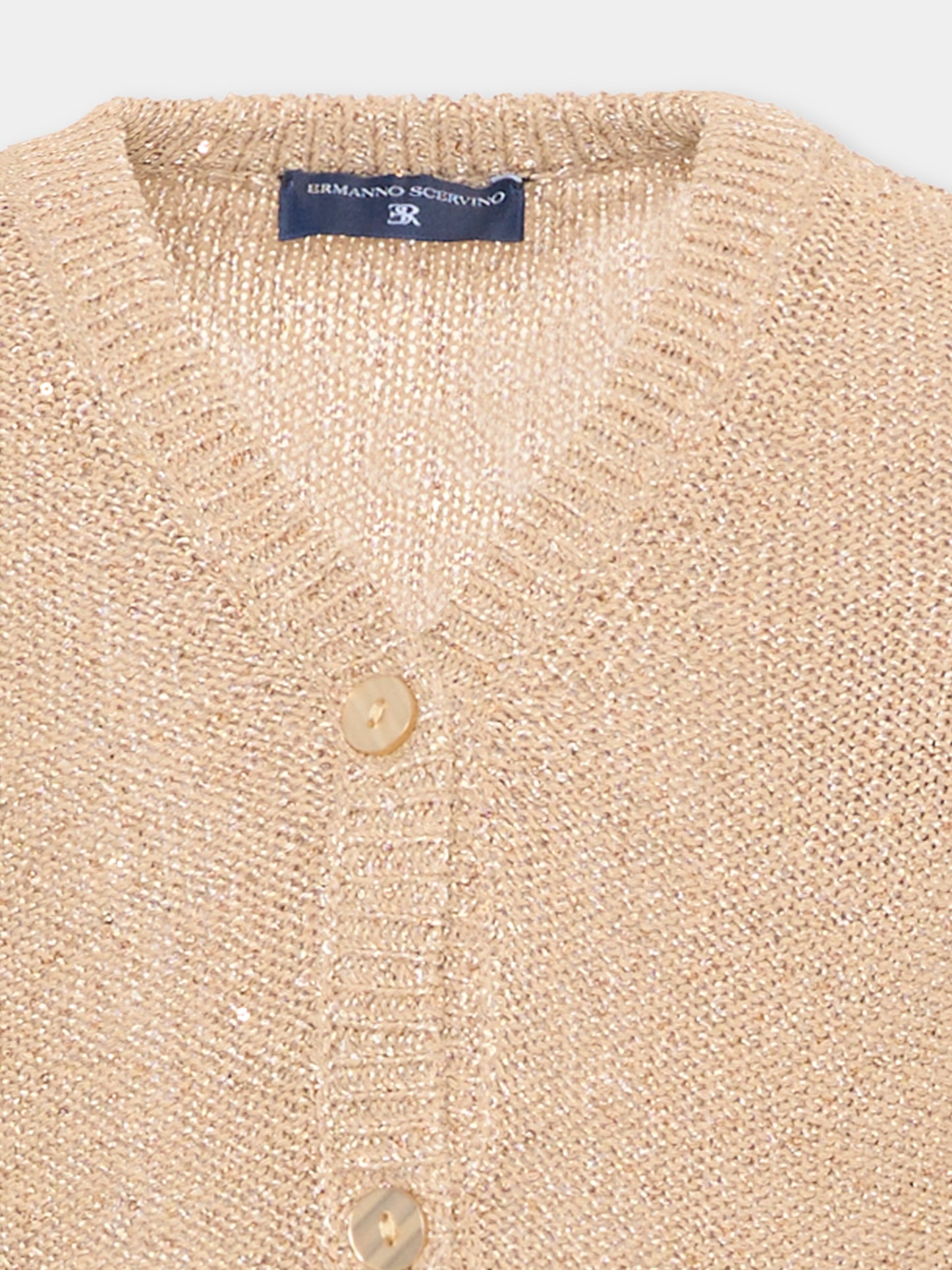 Cardigan beige per bambina con paillettes,Ermanno Scervino Junior,Z9G802 - 7773 - 0002
