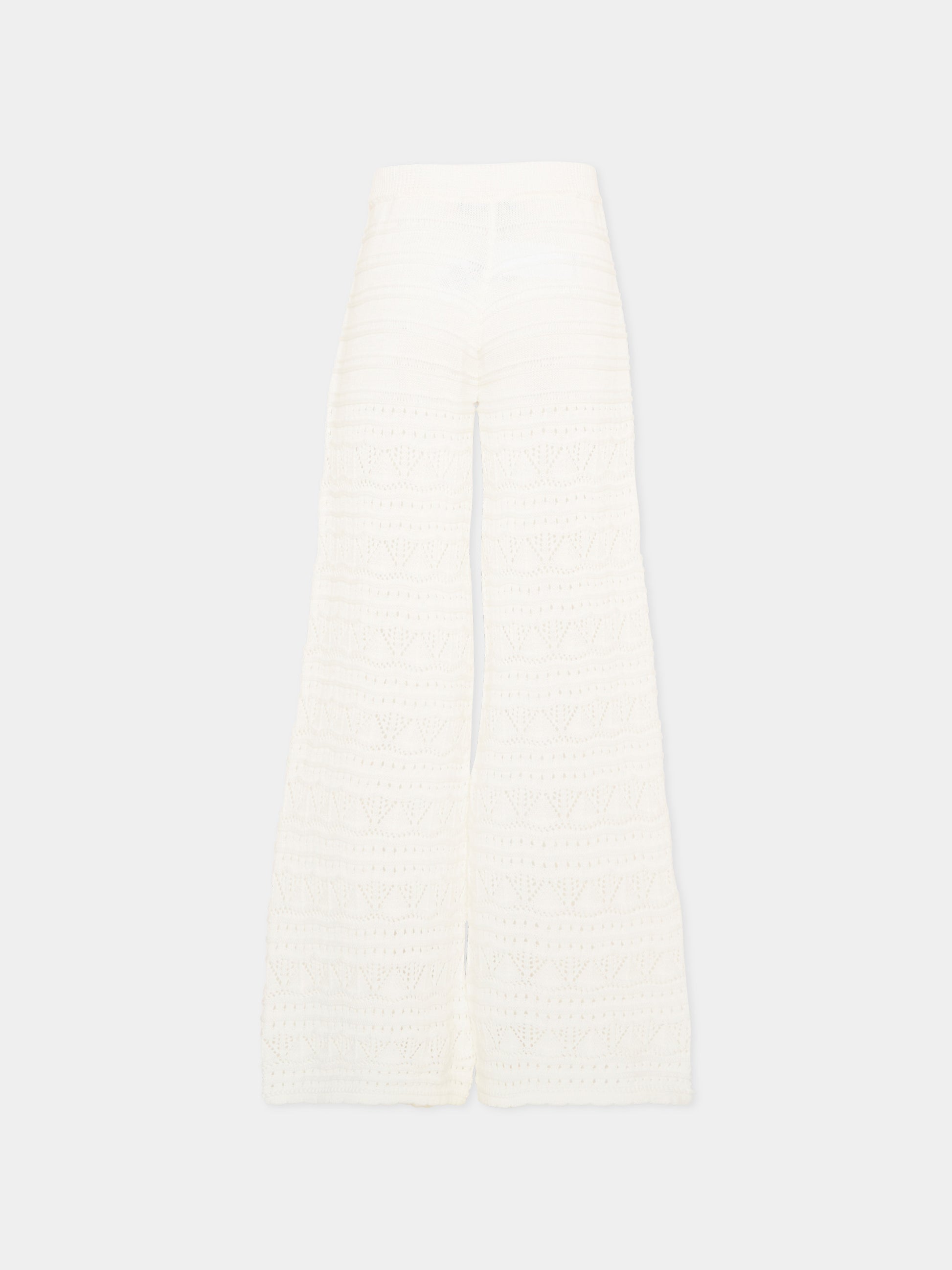 Pantaloni avorio in crochet per bambina,Ermanno Scervino Junior,Z9G408 - 7085 - 0001