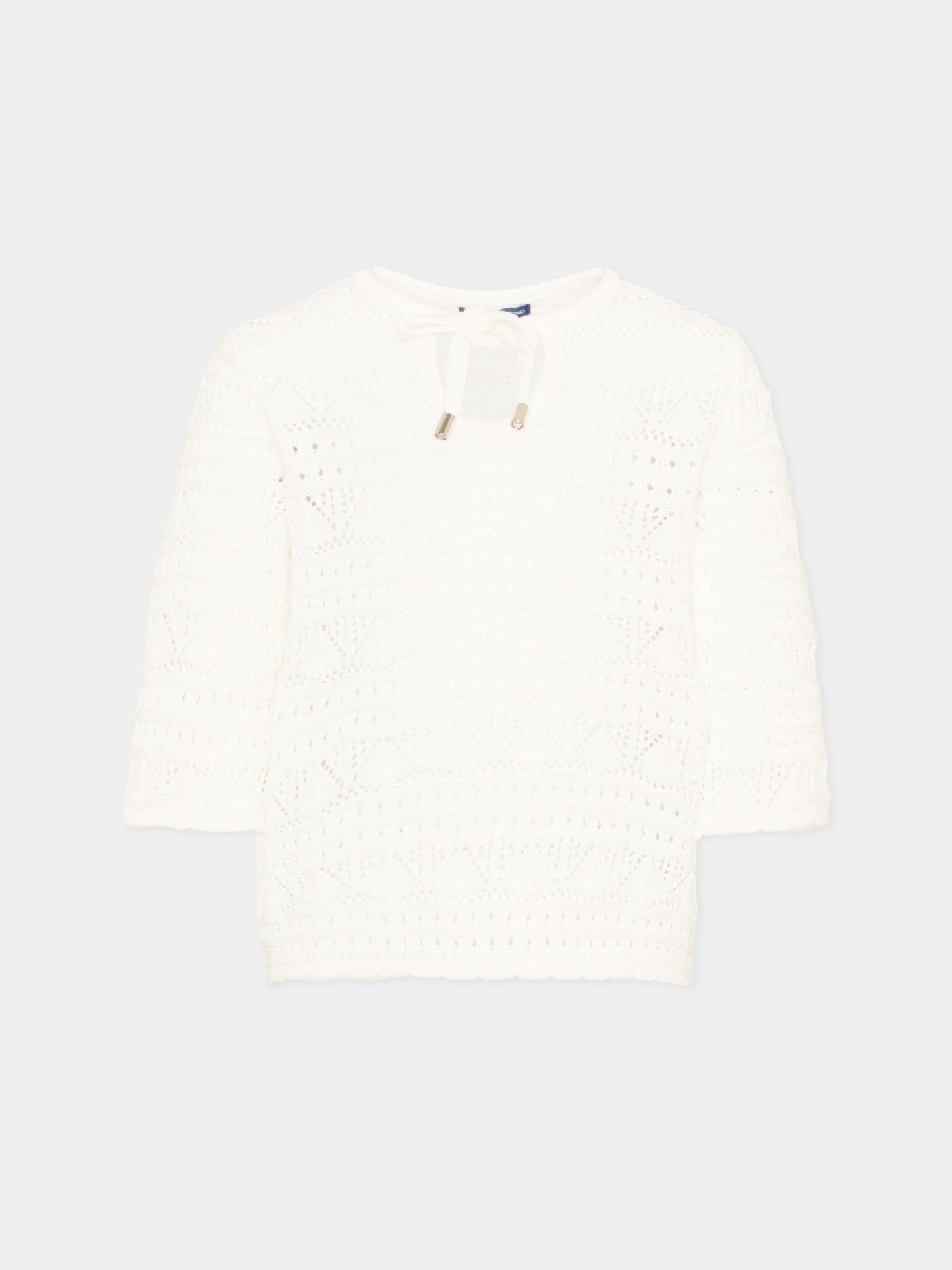 Maglione avorio crochet per bambina,Ermanno Scervino Junior,Z9G604 - 7085 - 0001