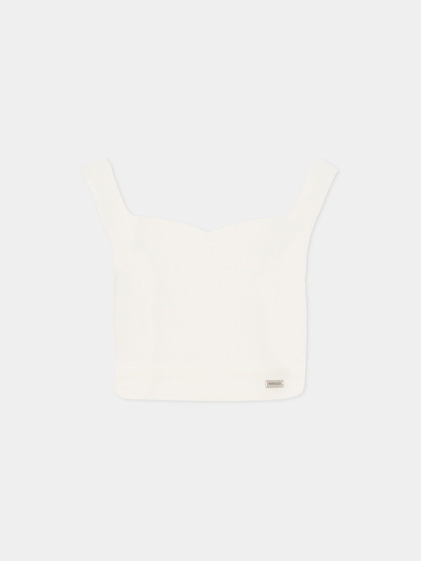 Top avorio per bambina con logo,Monnalisa,71G307 - 7303 - 0001