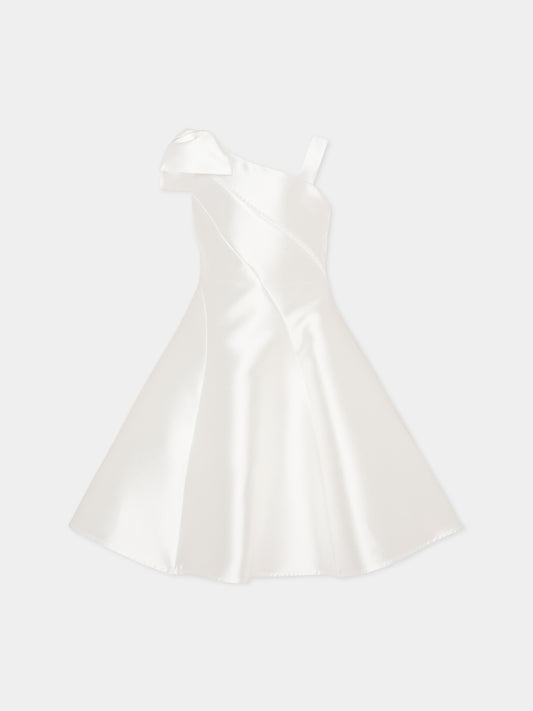 Vestito avorio per bambina con fiocco,Monnalisa,71G901 - 7304 - 0001