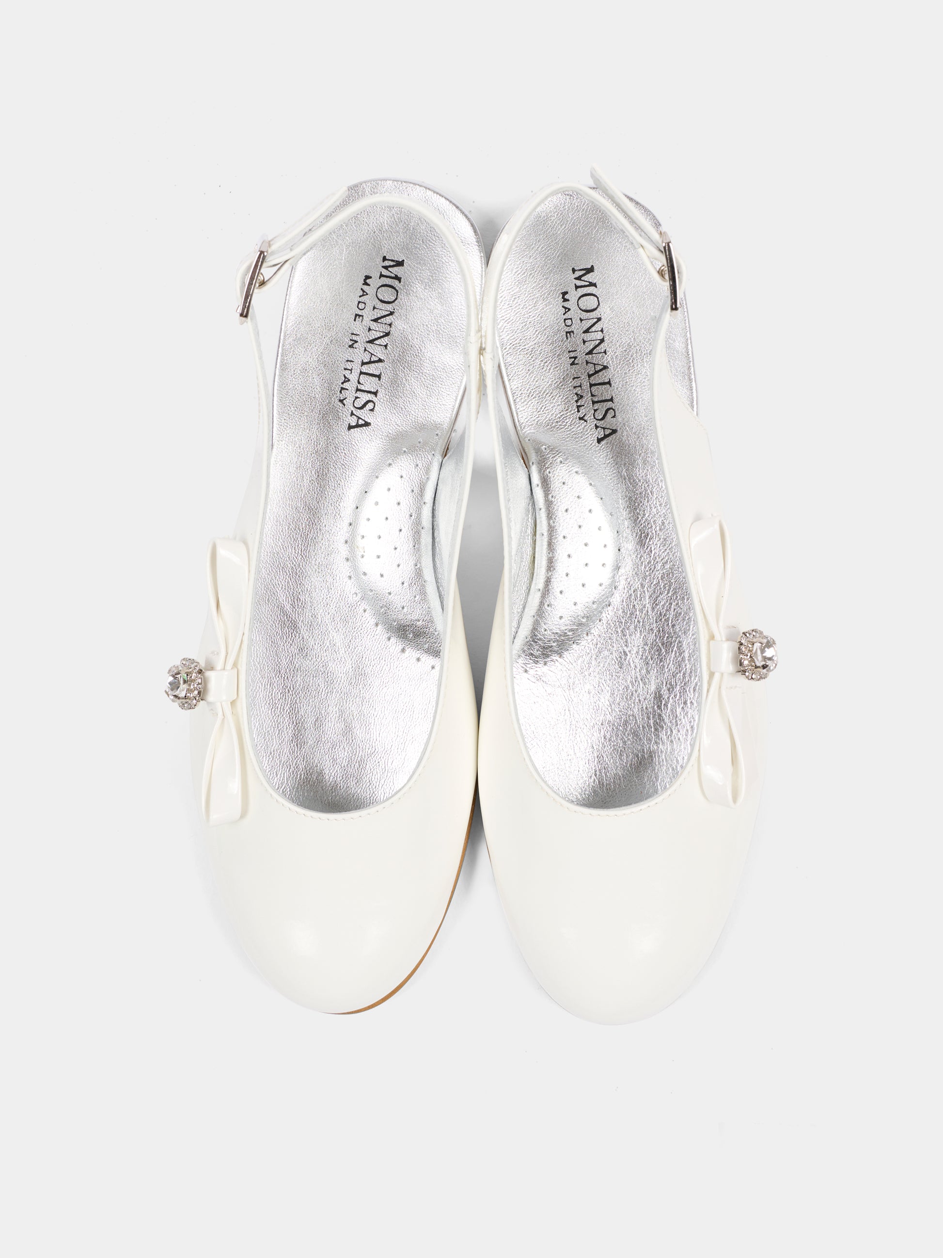 Ballerine bianche per bambina con fiocco,Monnalisa,87G000 - 7706 - 0099