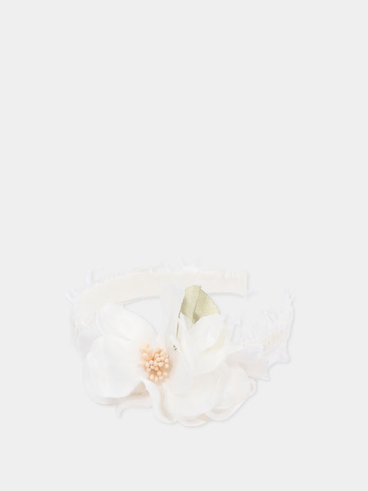 Cerchietto bianco per bambina con fiori,Monnalisa,79G005 - 7740 - 0001