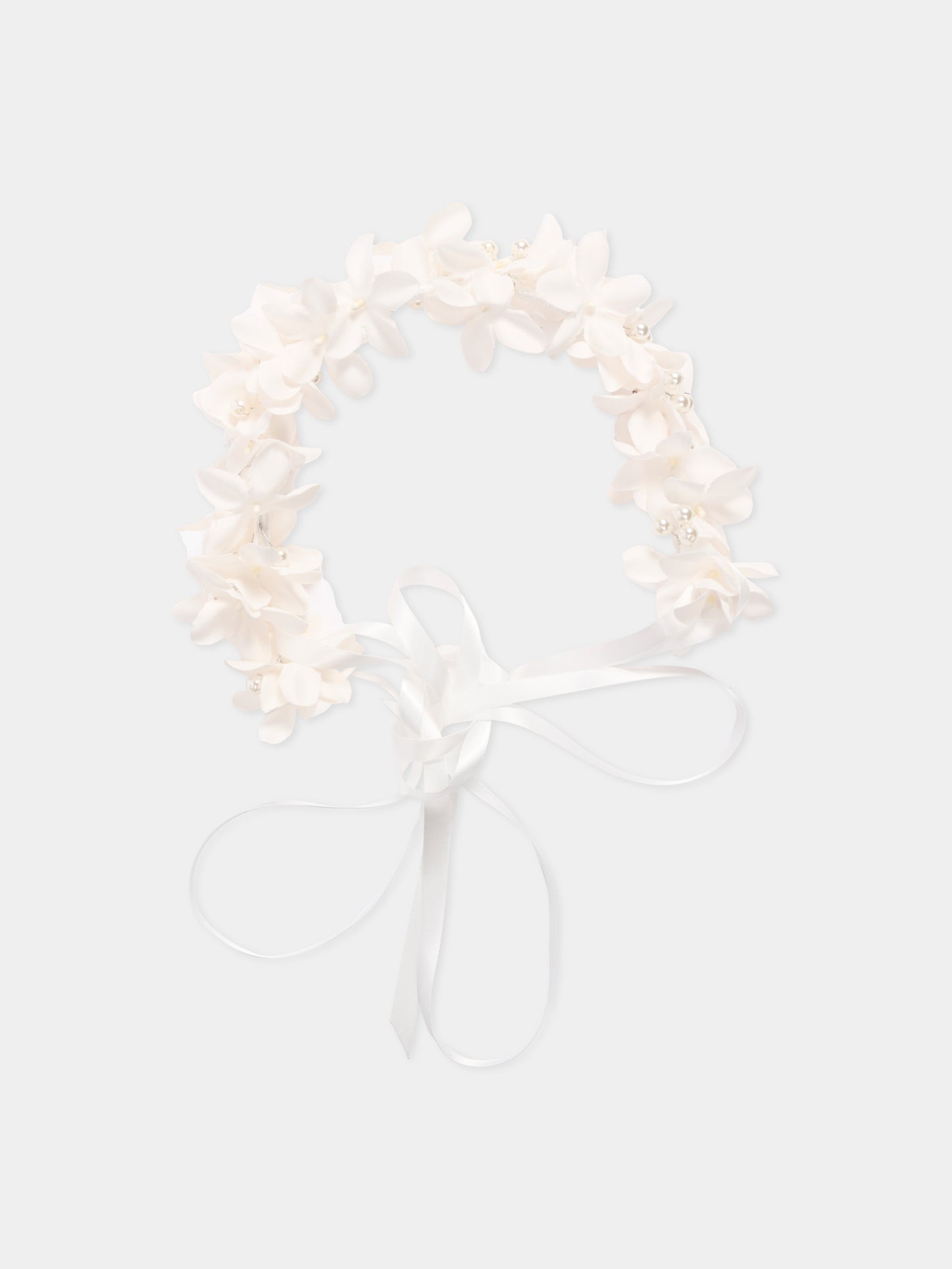 Cerchietto rosa per bambina con fiori e perle,Monnalisa,79G008 - 7097 - 0092